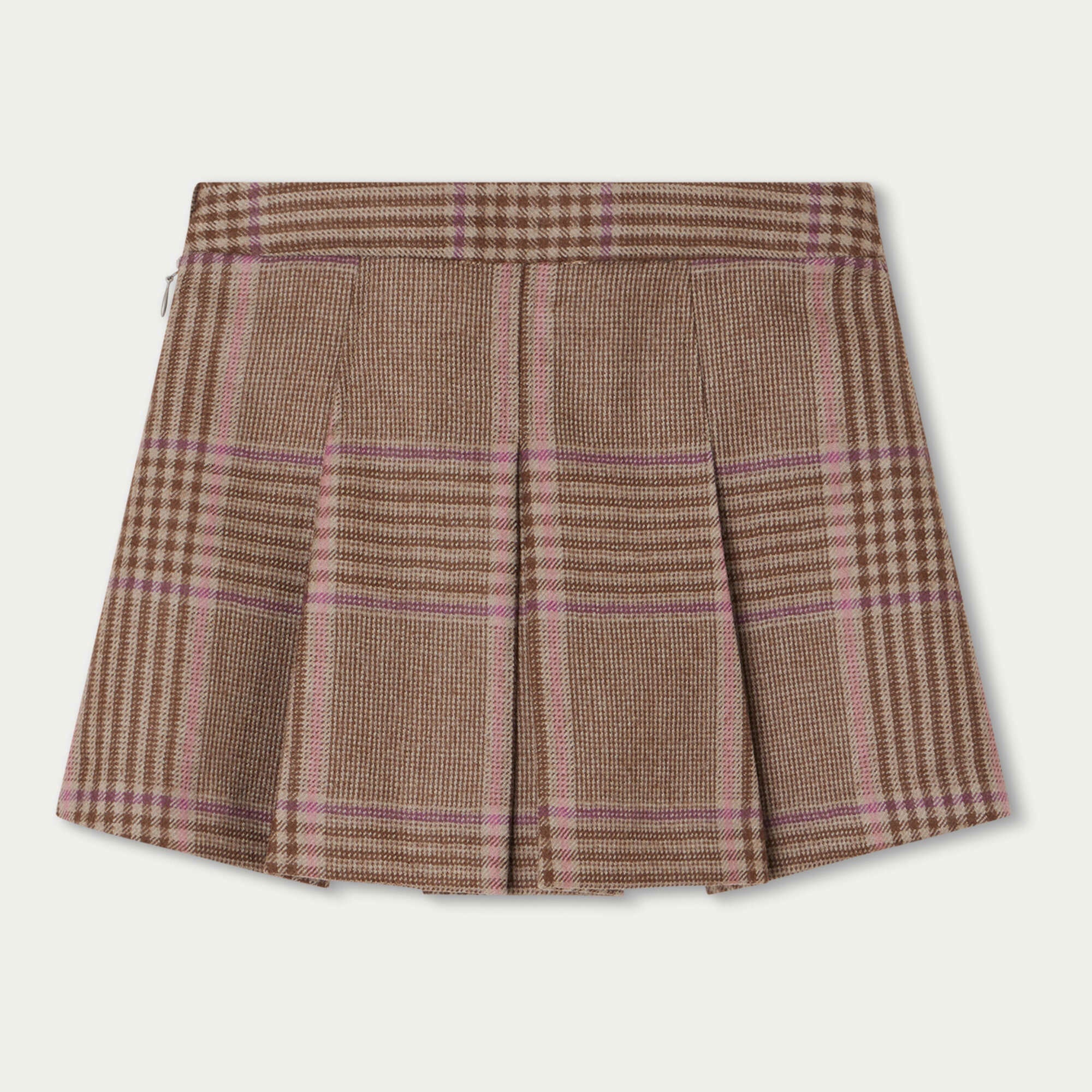 Girls Camel Check Wool Skirt