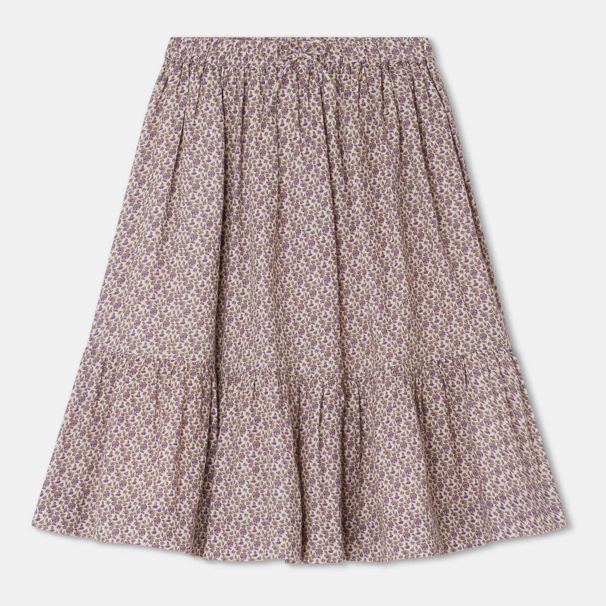 Girls Lilac Floral Cotton Skirt