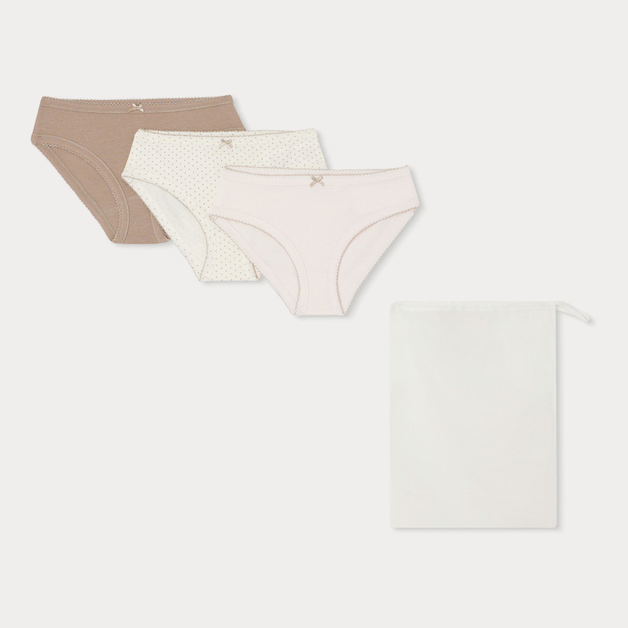 Girls Light Pink Cotton Underwear Set(3 Pack)