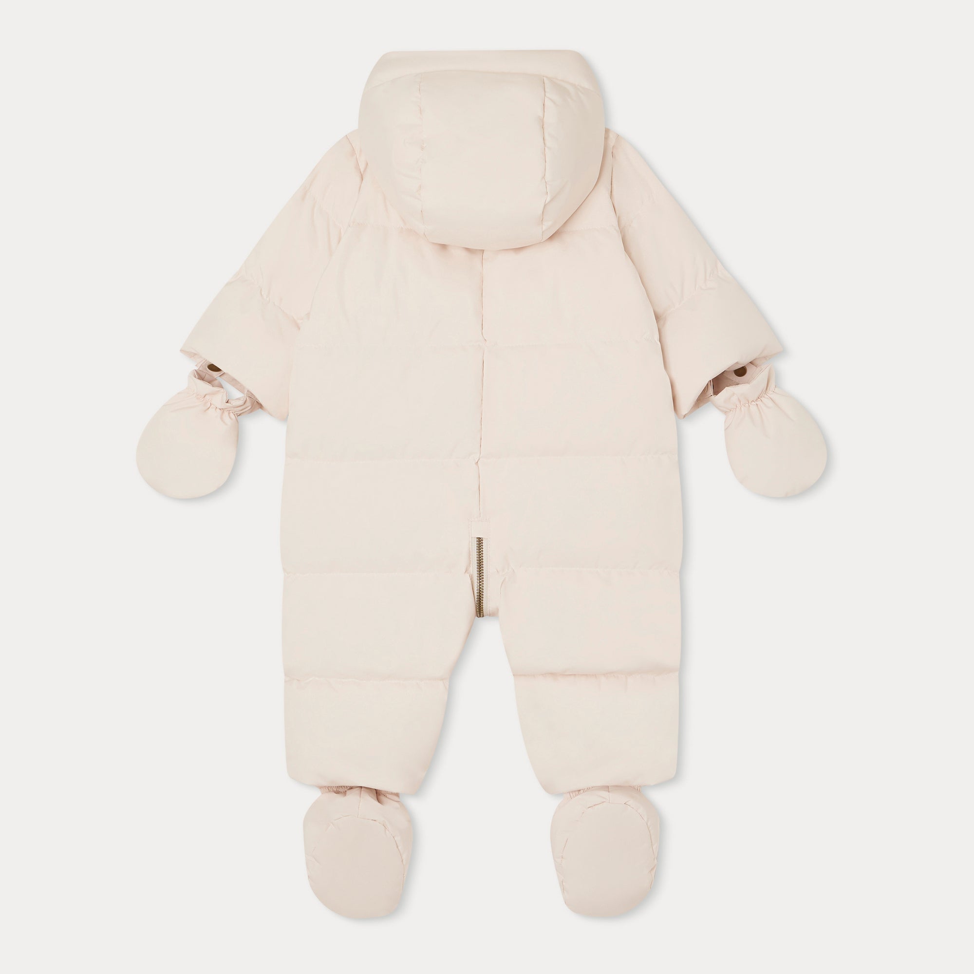 Baby Girls Pale Pink Padded Down Babysuit