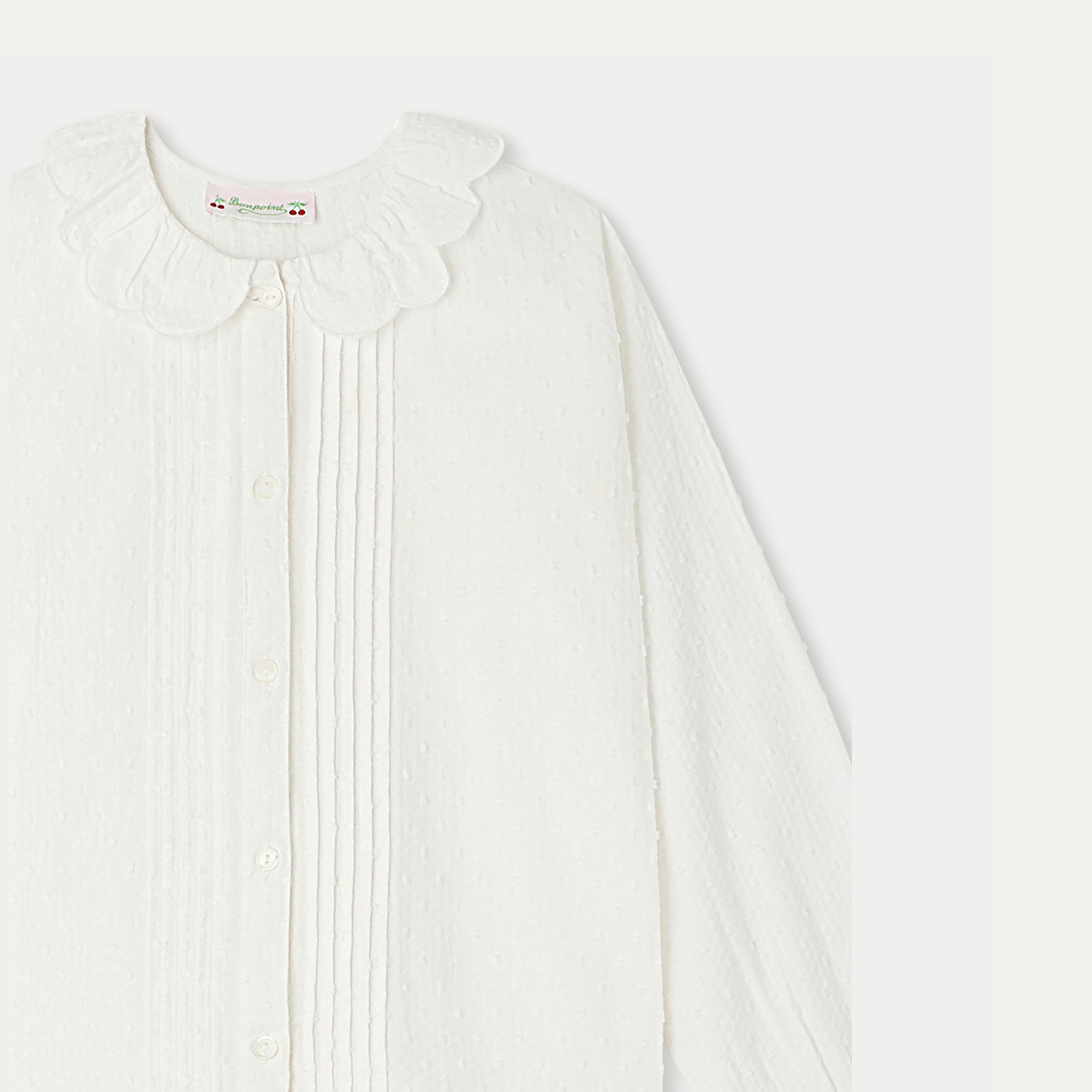 Girls White Ruffled Cotton Shirt