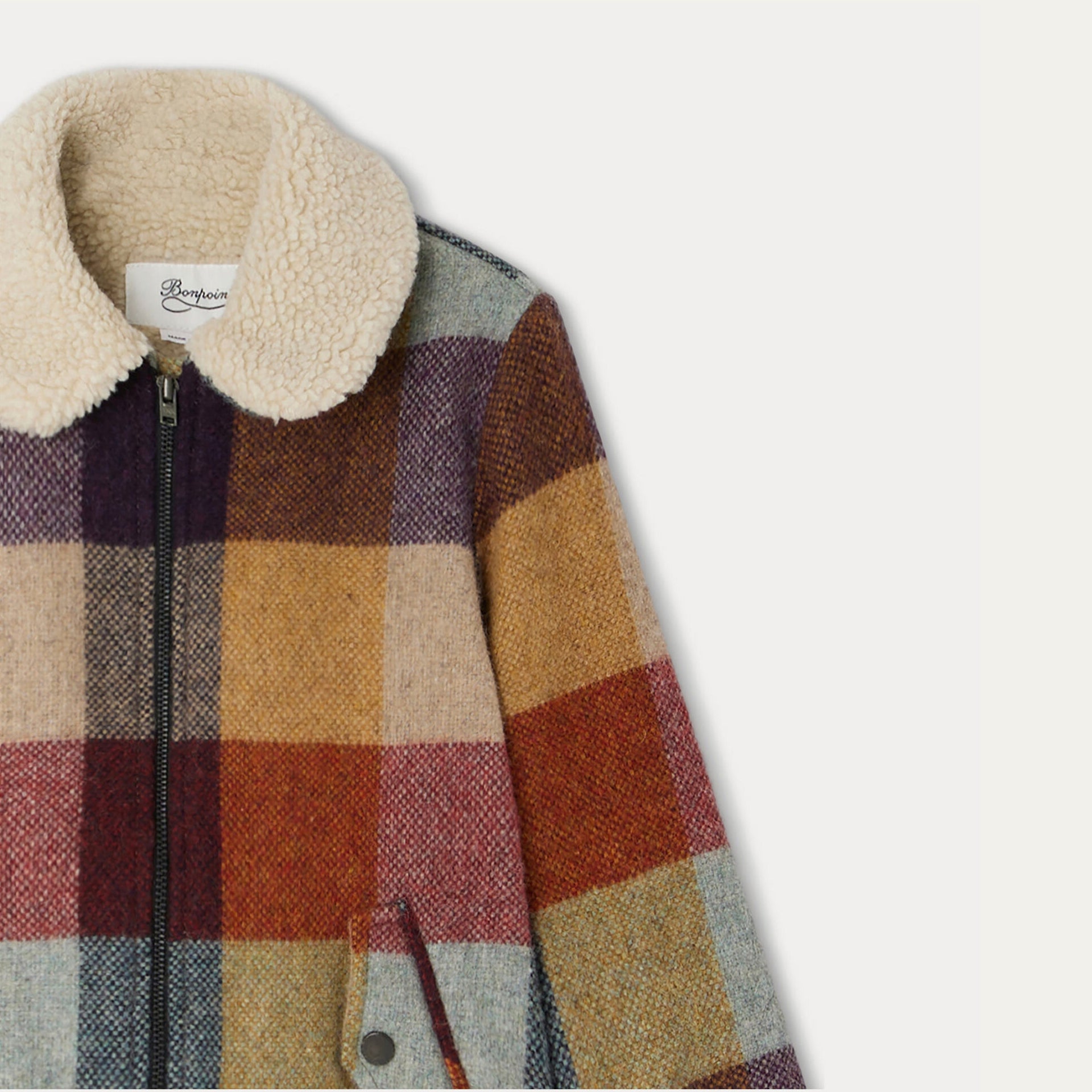 Girls Multicolor Check Wool Jacket