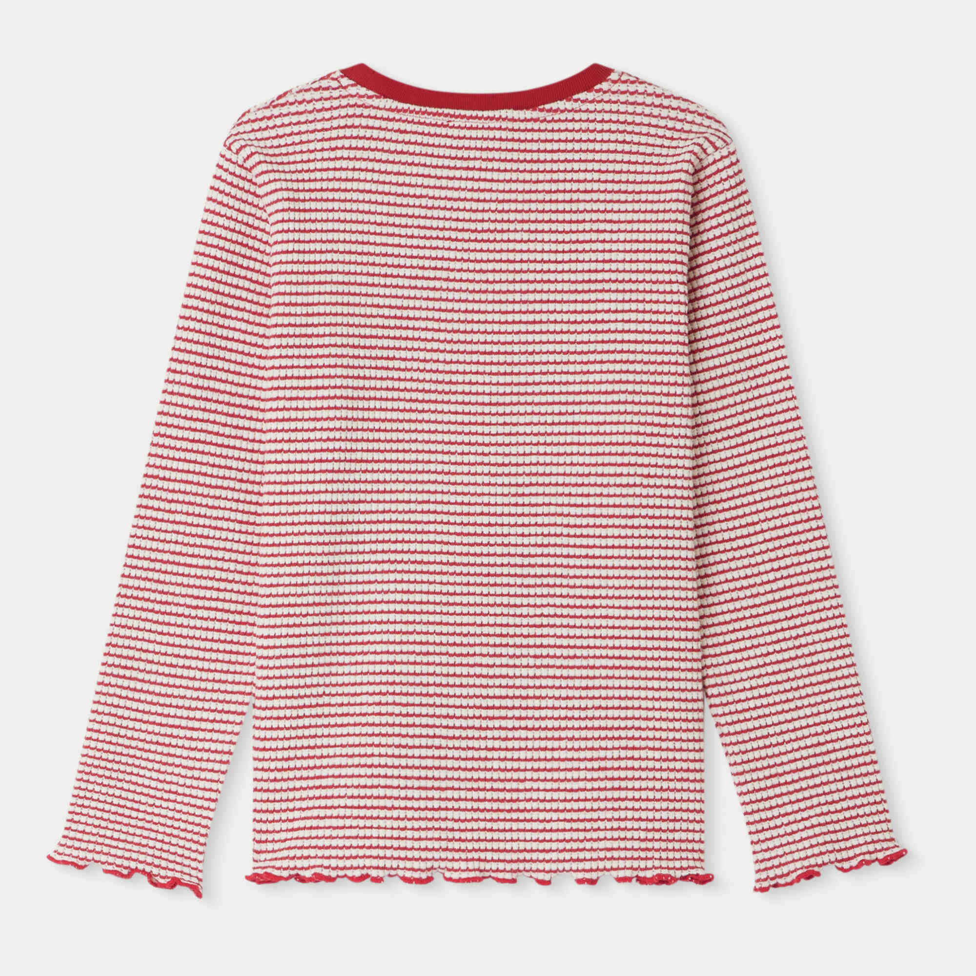 Girls Red Stripes Cotton T-Shirt