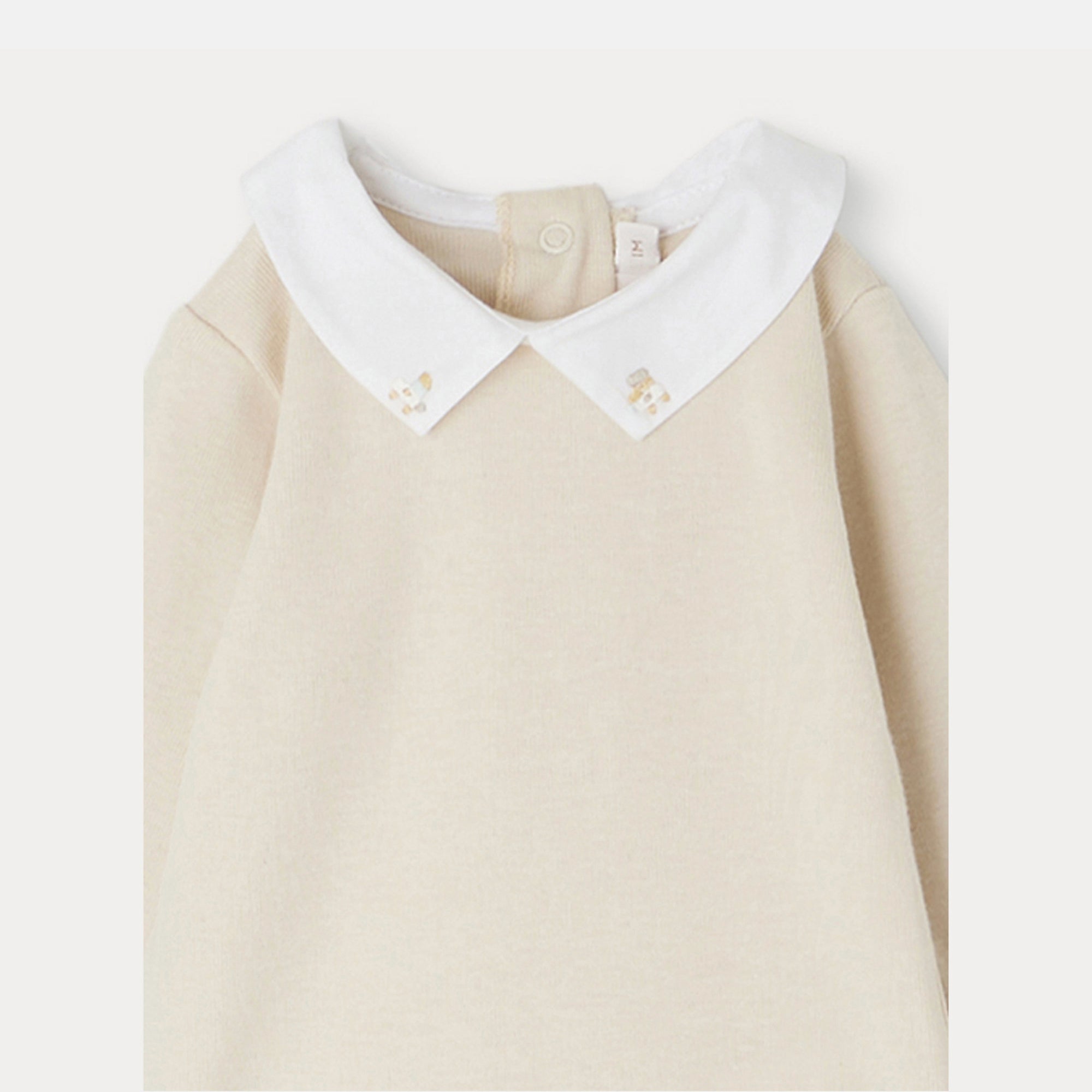Baby Boys & Girls Beige Cotton Babysuit
