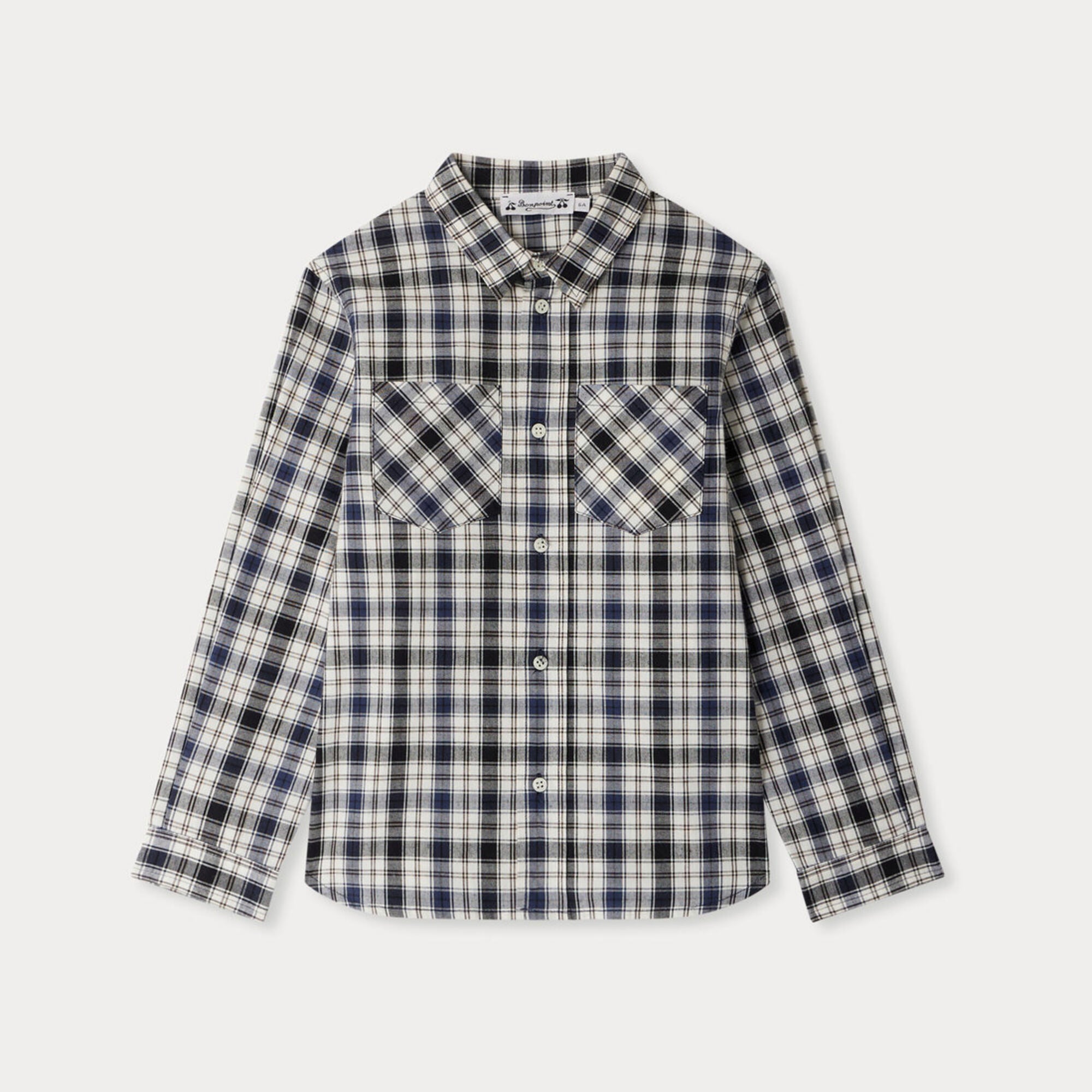 Boys Blue Check Cotton Shirt