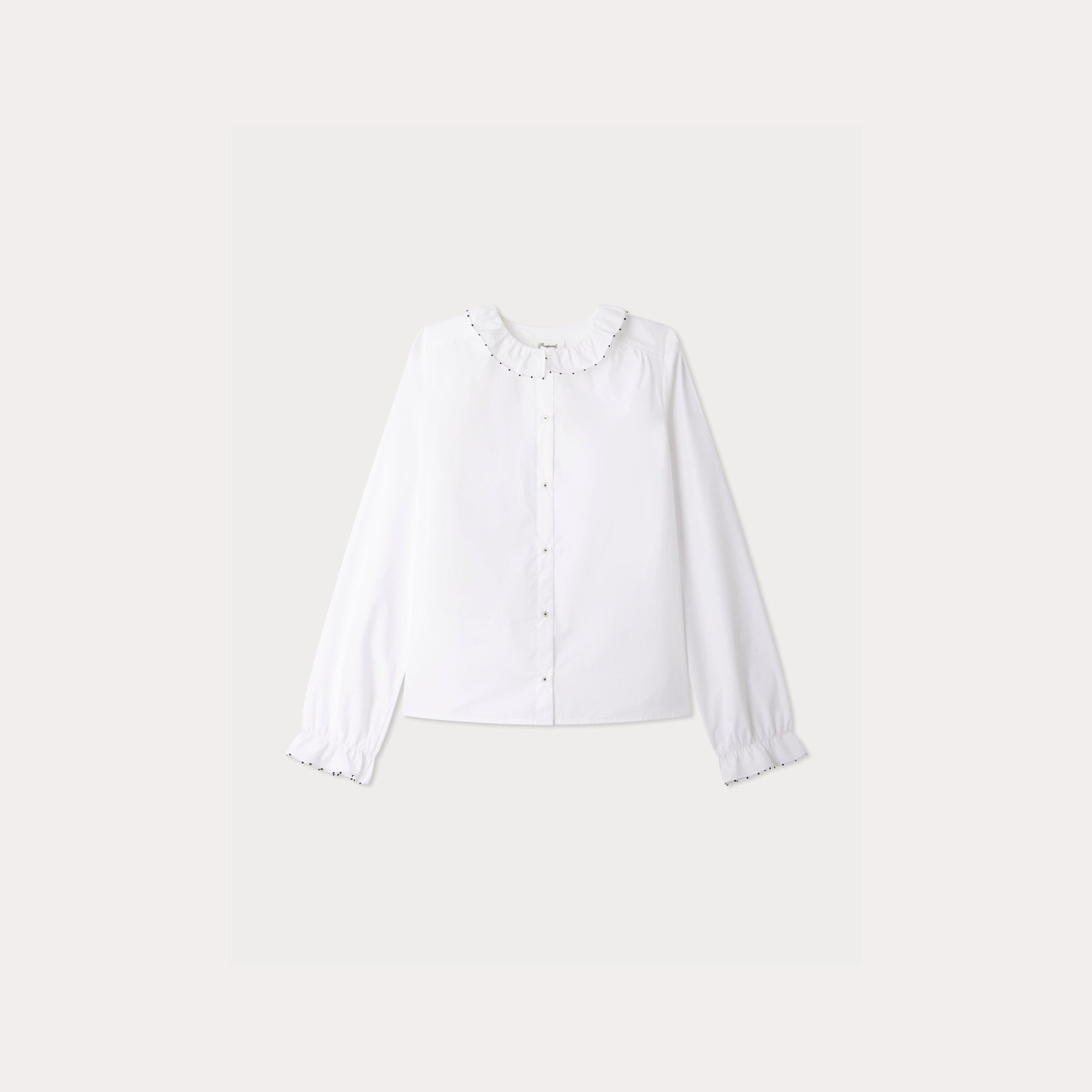 Women White Ruffled Cotton Shirt
