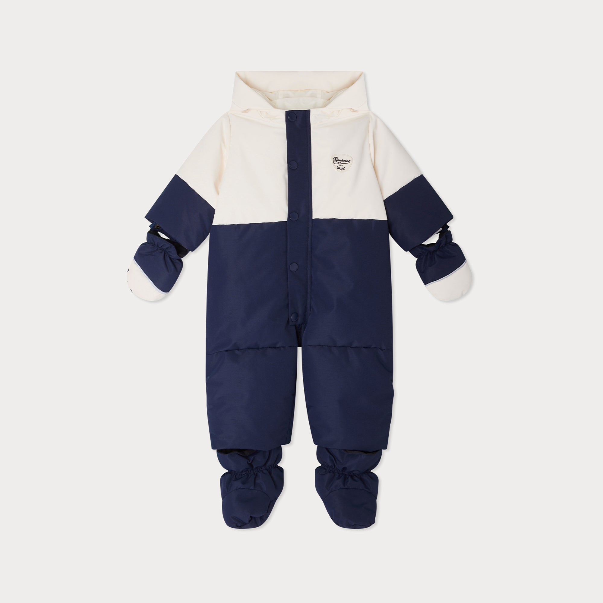 Baby Boys Navy Padded Down Babysuit