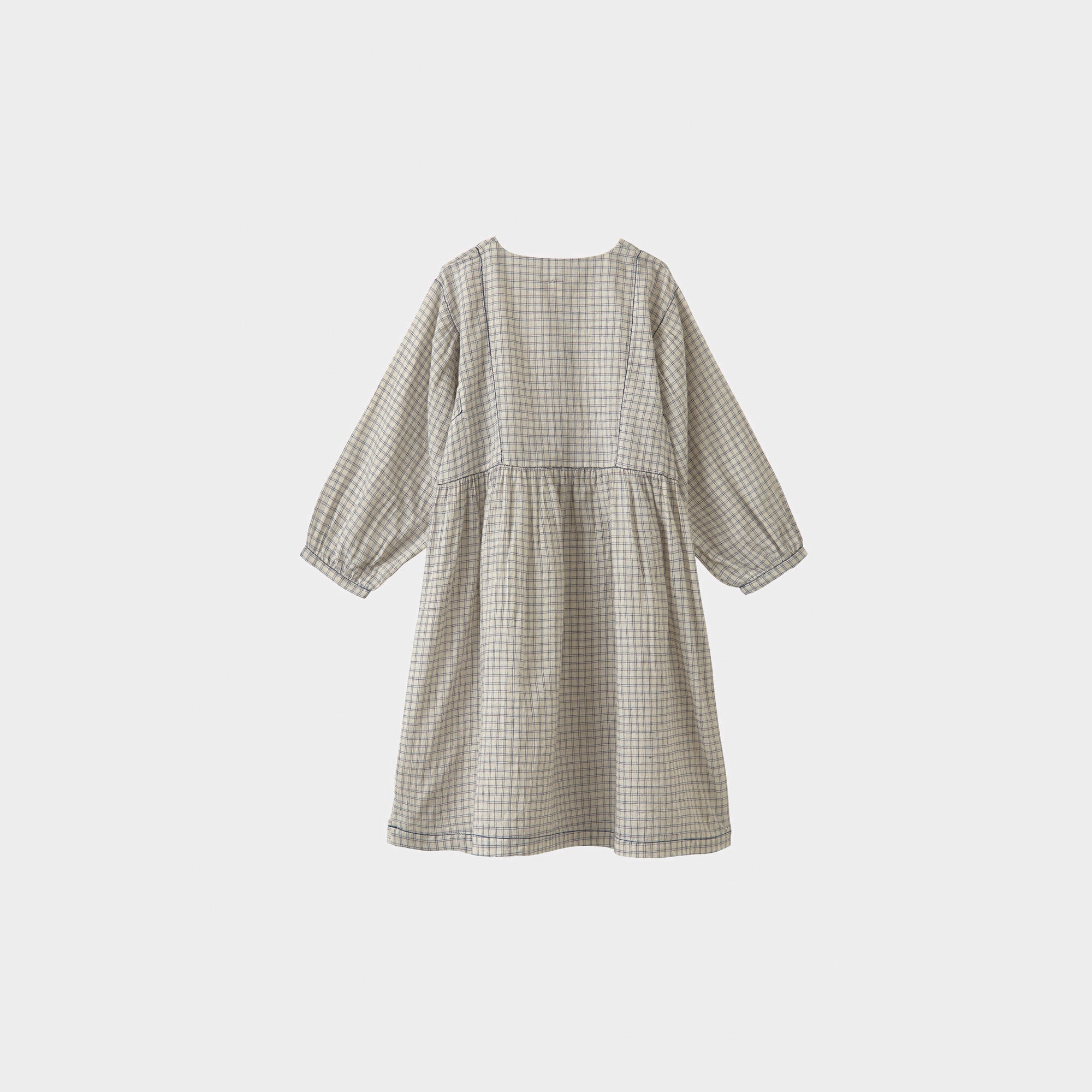 Girls Ivory Check Cotton Dress