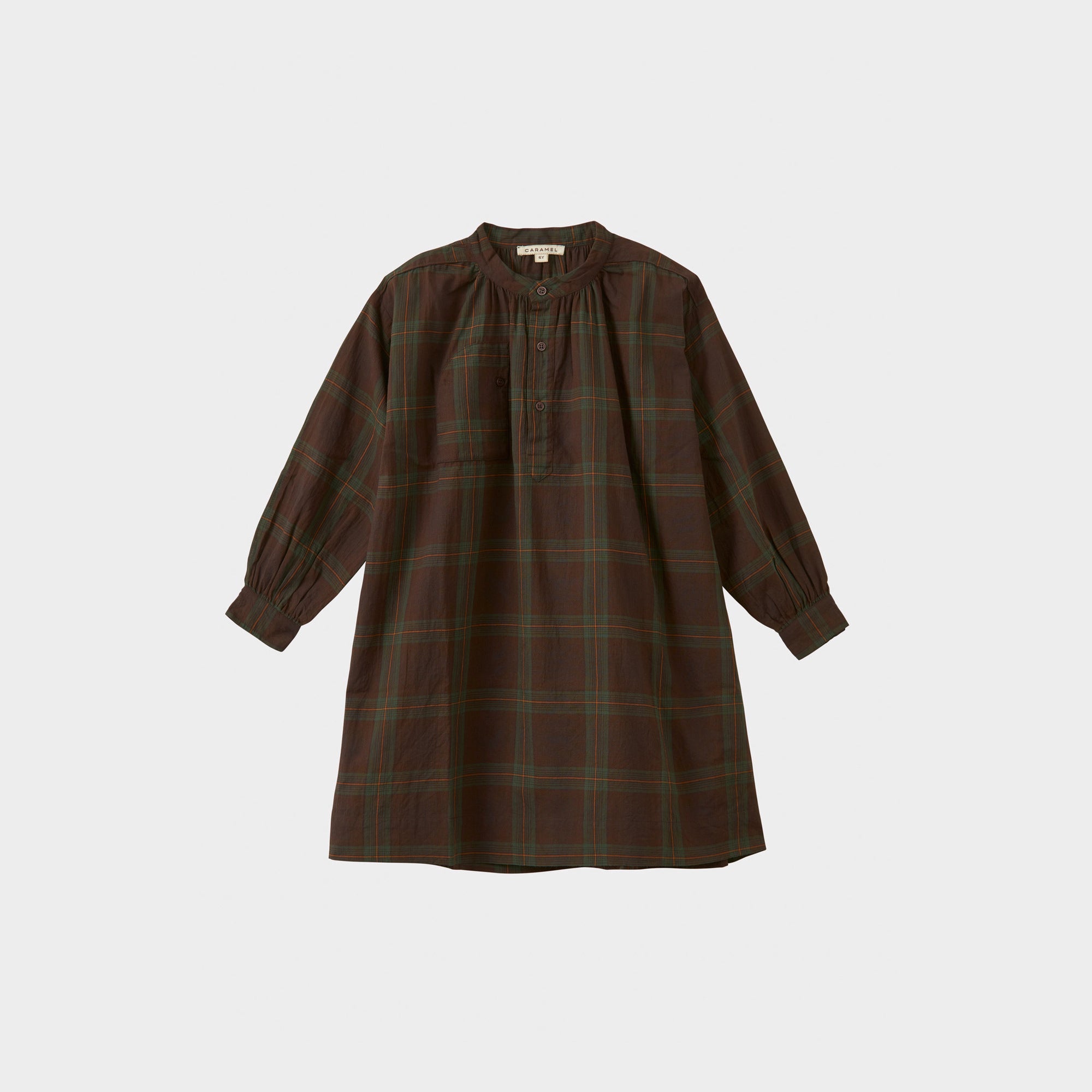 Girls Brown Check Cotton Dress