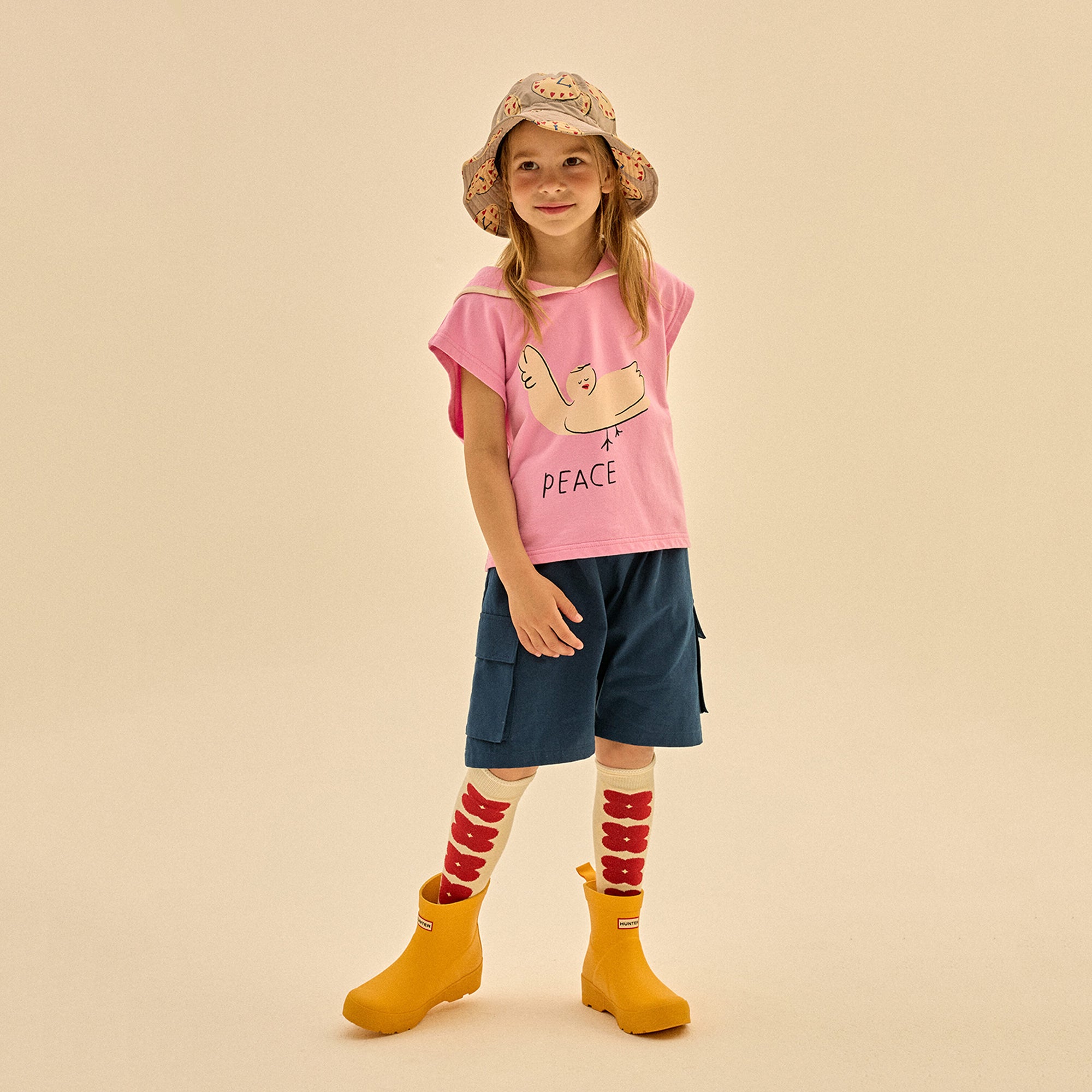 Girls Pink Printed Cotton T-Shirt
