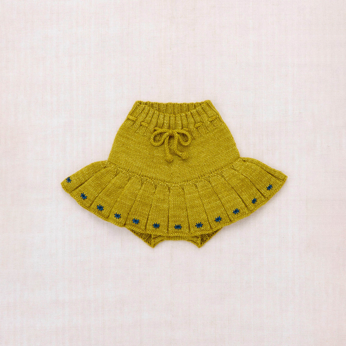 Girls Yellow Embroidered Wool Skirt
