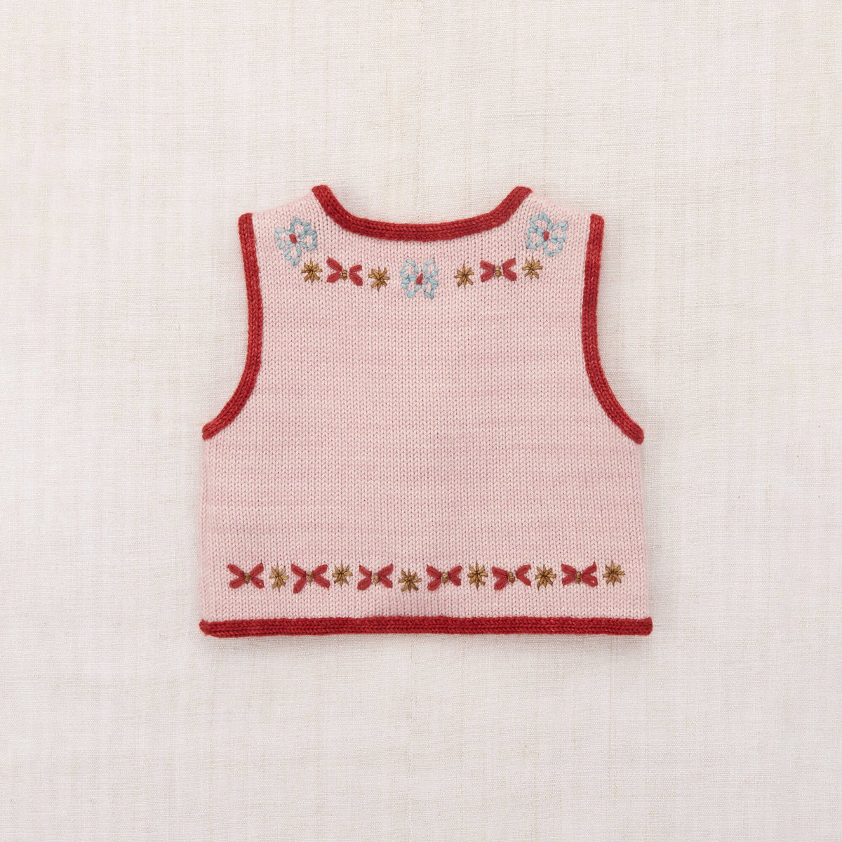 Girls Pink Embroidered Wool Gilet