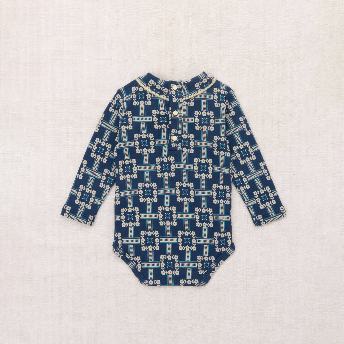 Baby Boys & Girls Blue Floral Cotton Babysuit