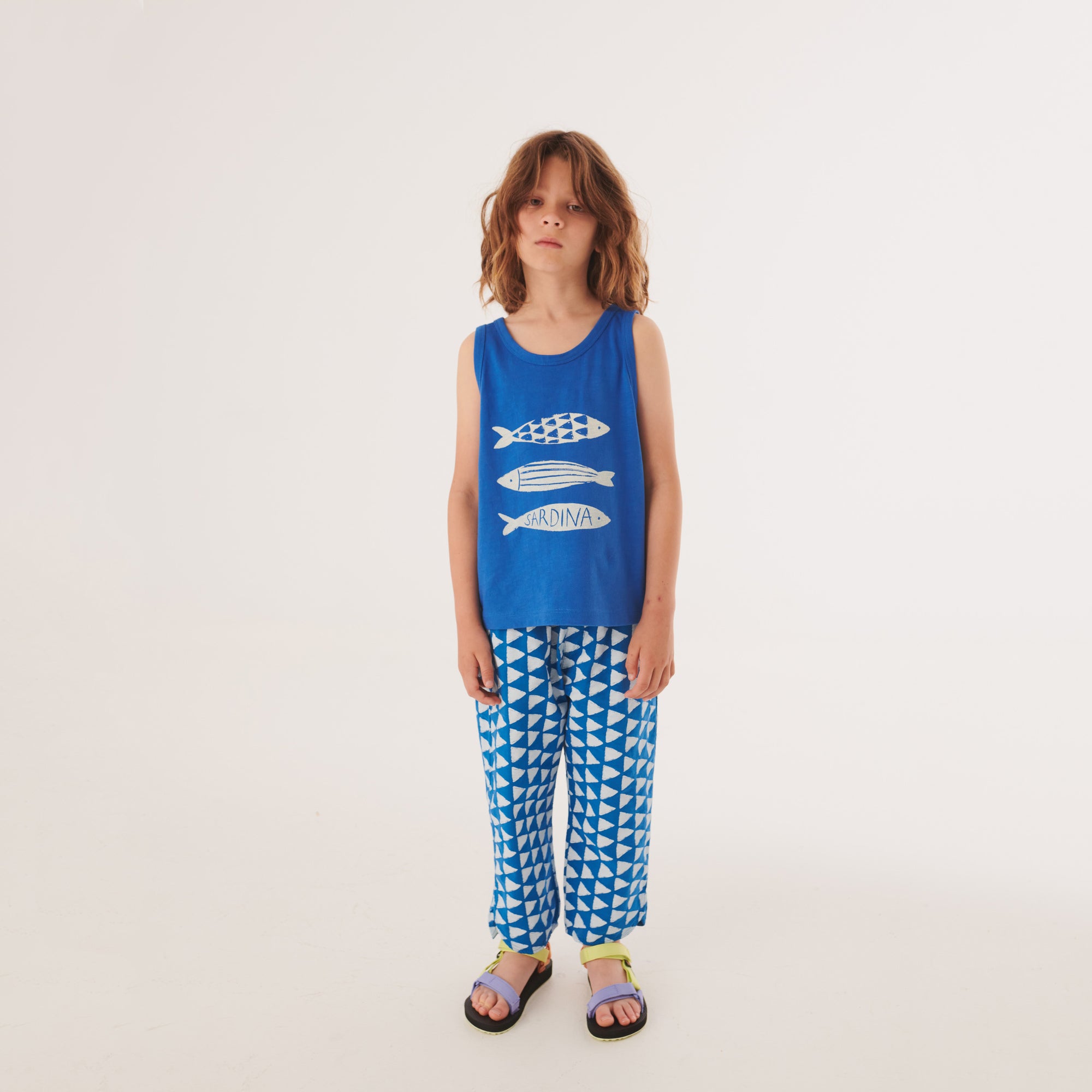 Boys & Girls Blue Printed Cotton Vest