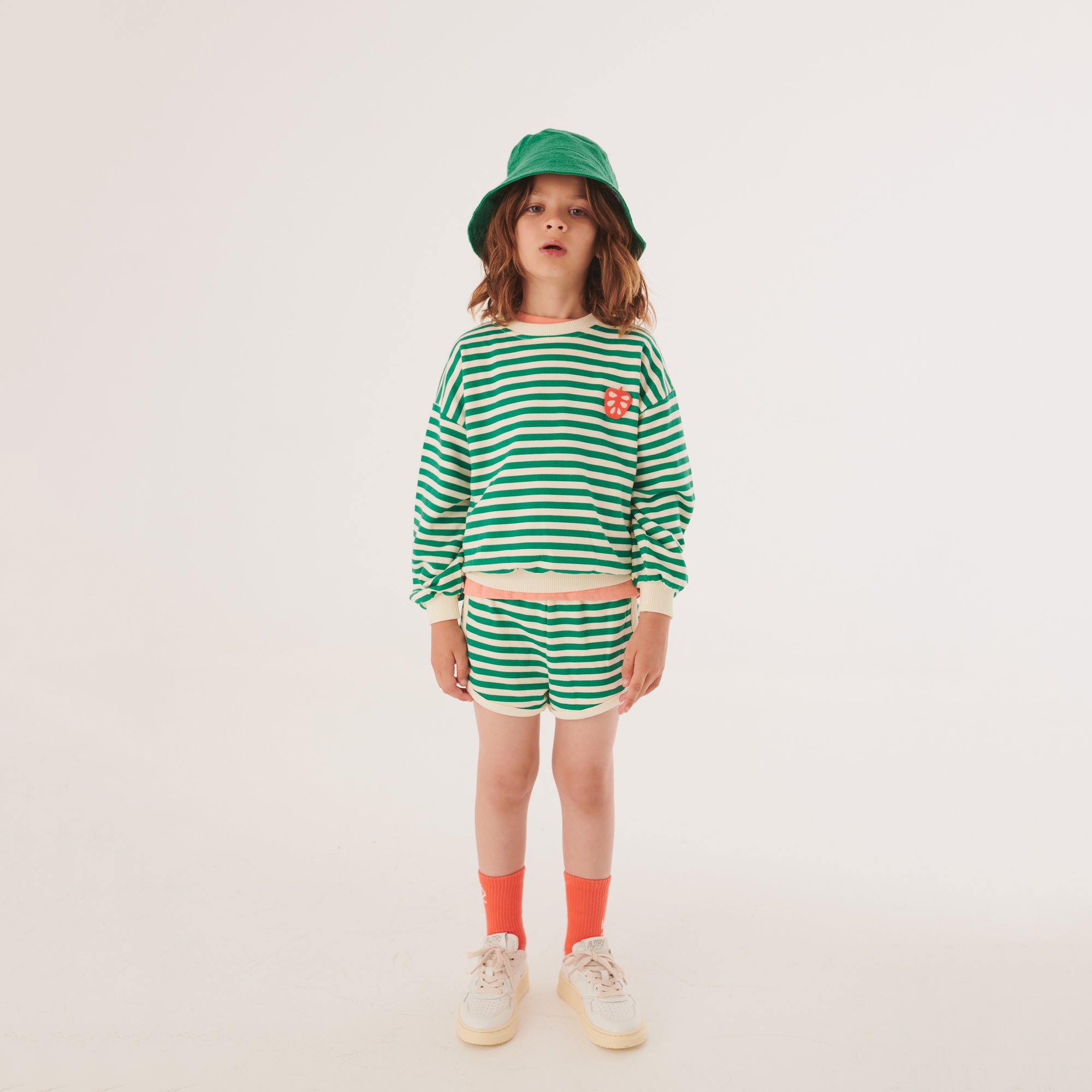 Boys & Girls Green Stripes Cotton Shorts