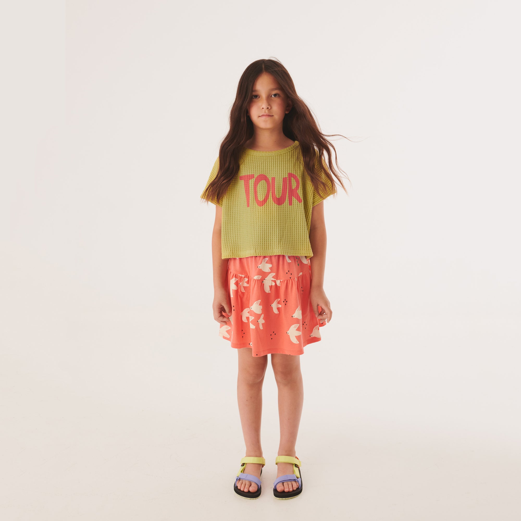 Girls Green Logo Cotton T-Shirt