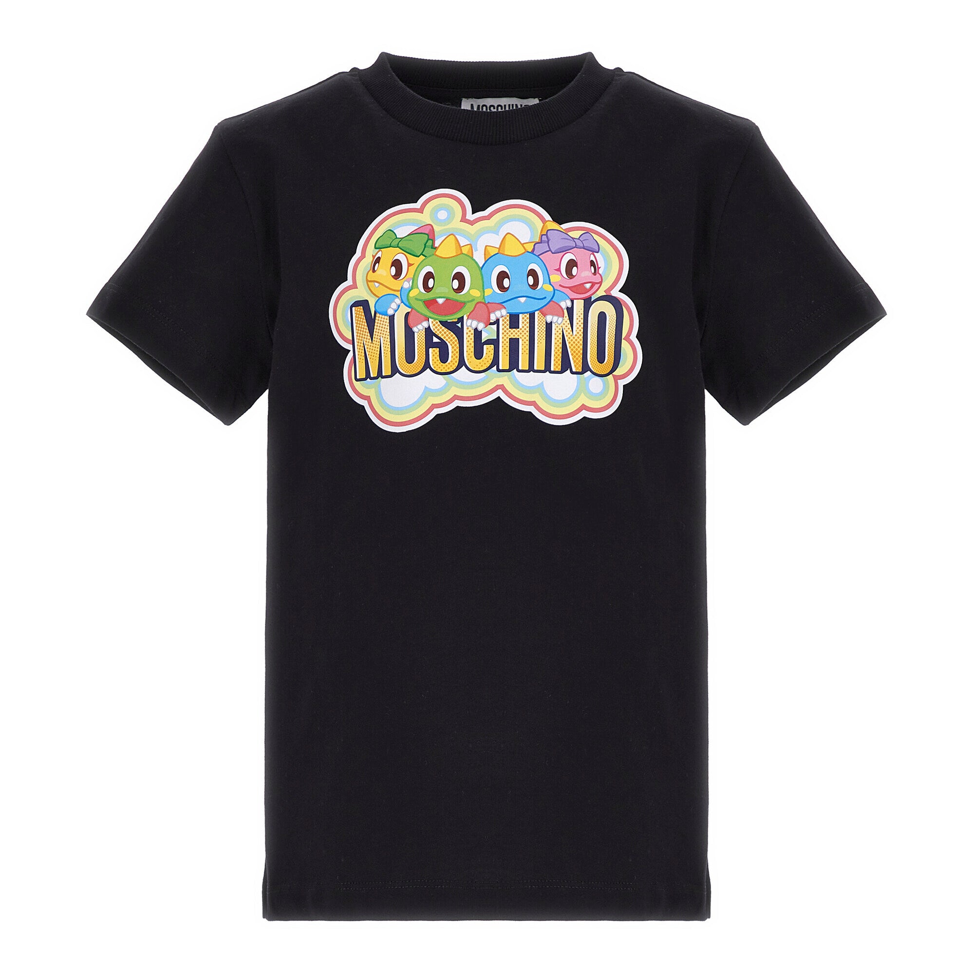 Boys & Girls Black Printed Cotton T-Shirt