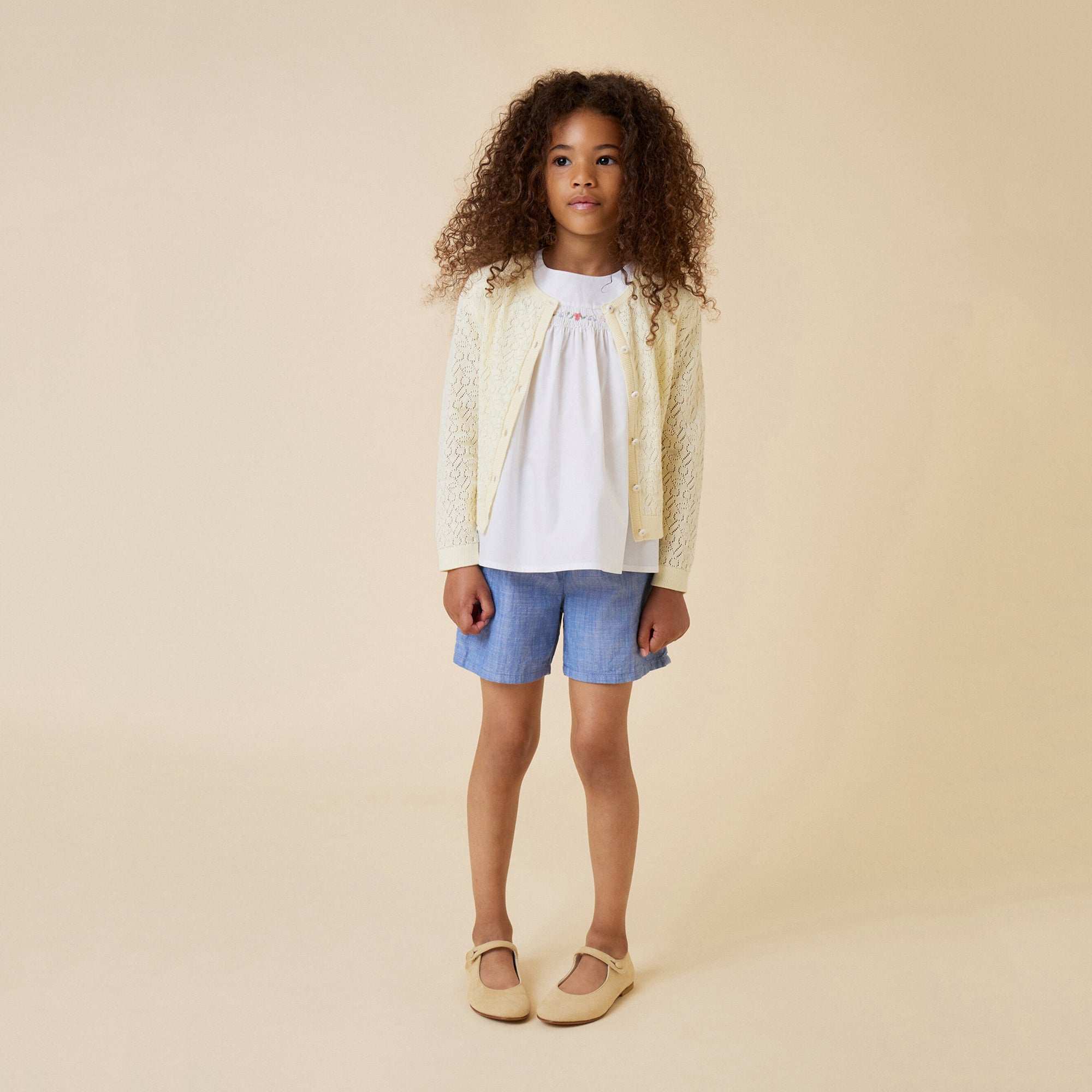 Girls White Embroidered Cotton Top