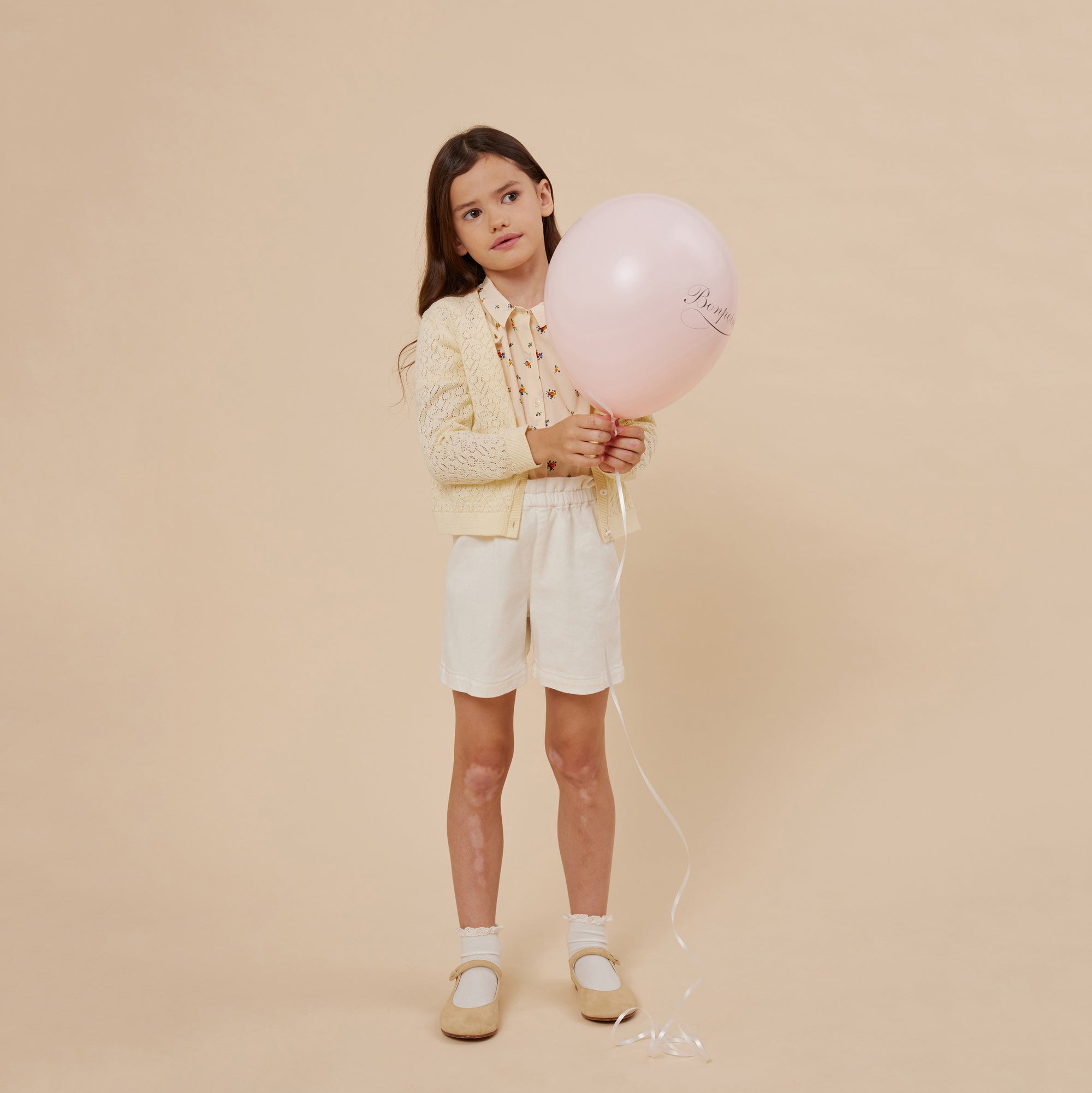Girls Light Yellow Cherry Cotton Cardigan
