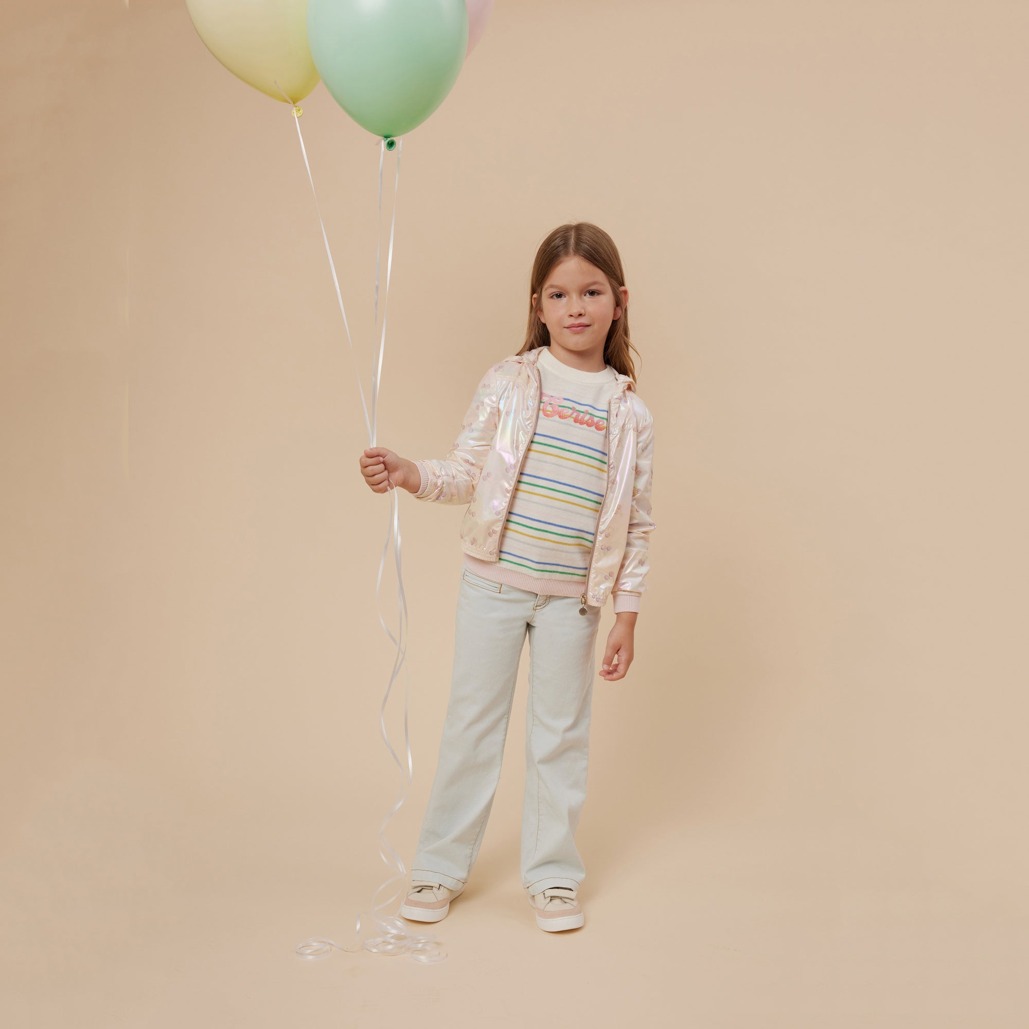 Girls Pale Pink Logo Zip-Up Jacket