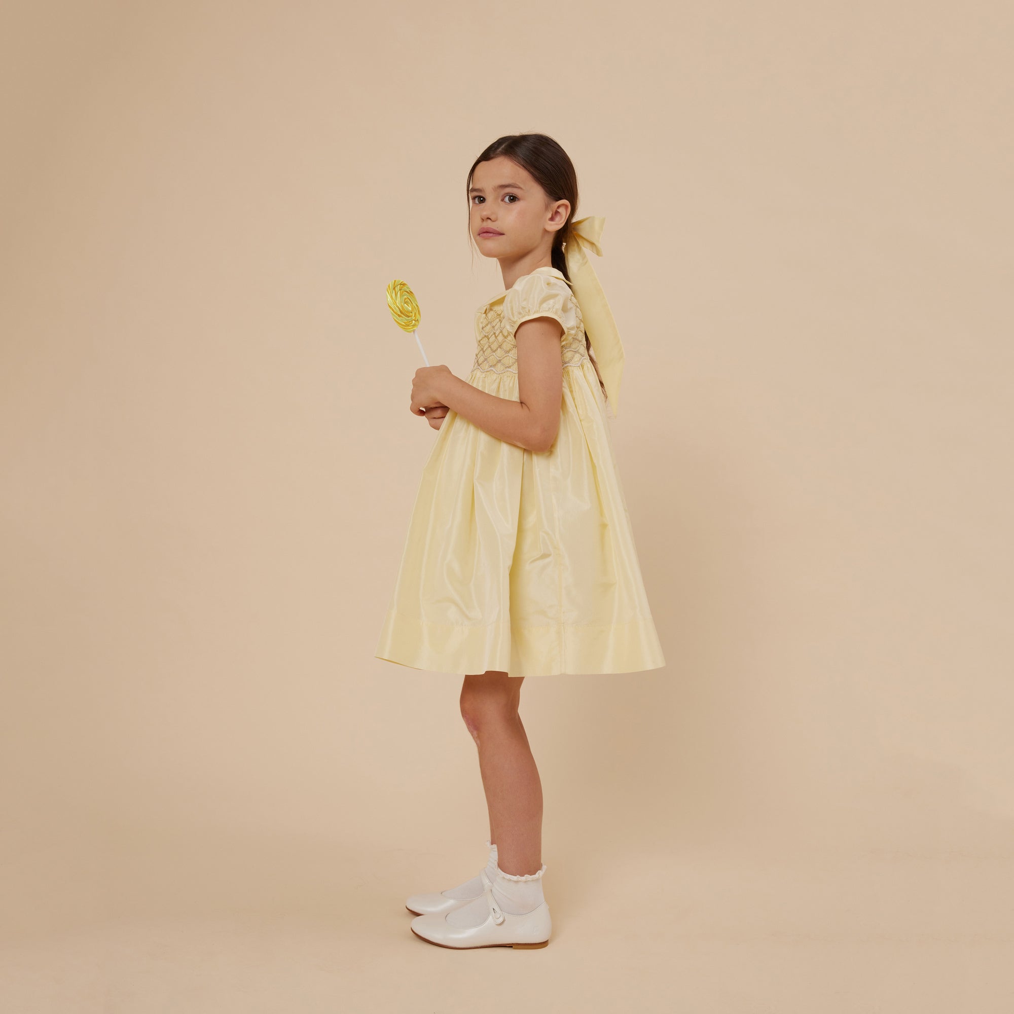 Girls Light Yellow Bow Hair Clips