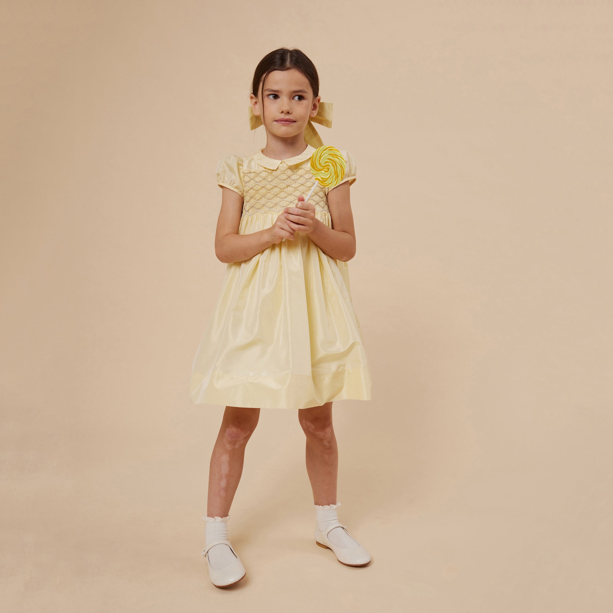 Girls Light Yellow Bow Hair Clips