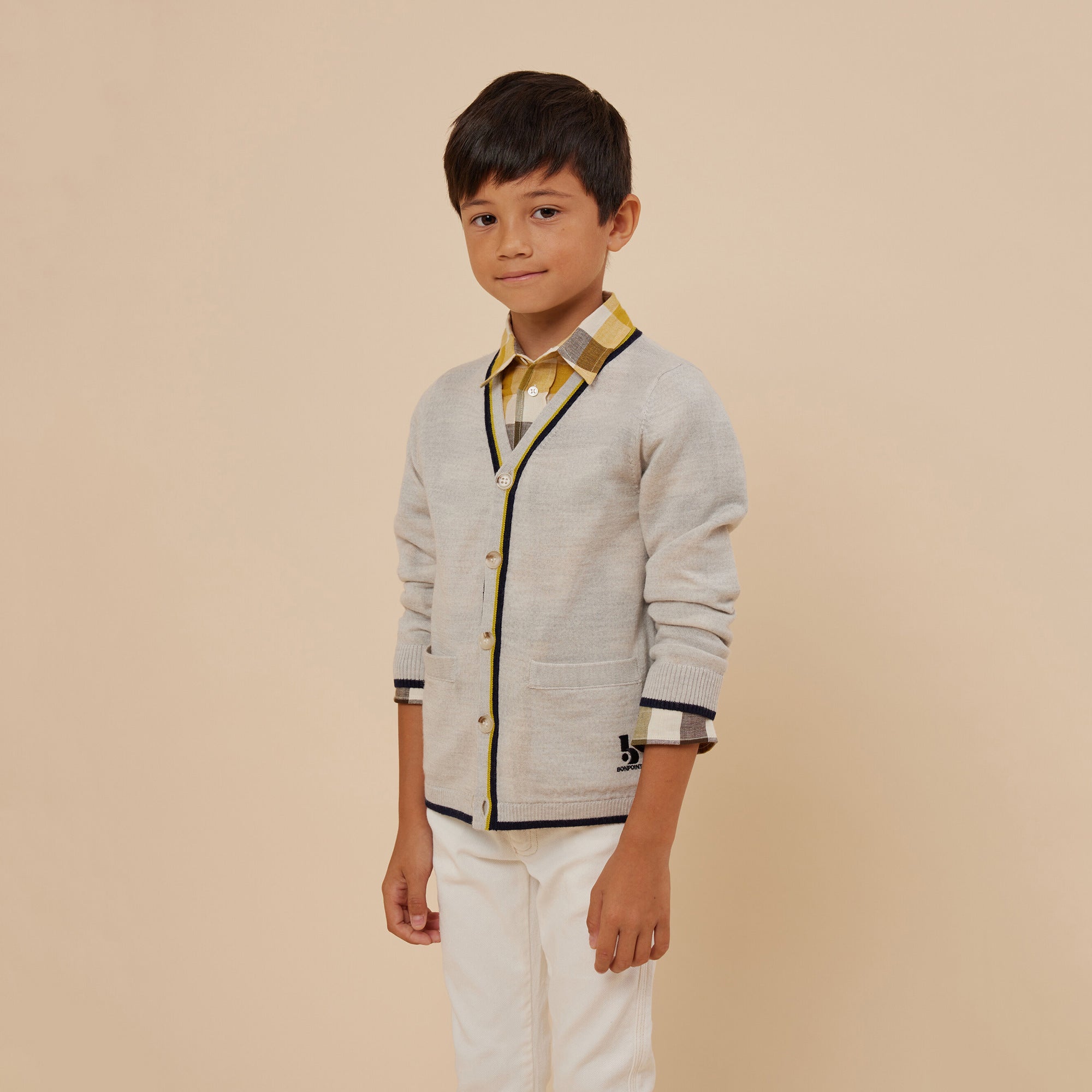 Boys Grey Wool Cardigan