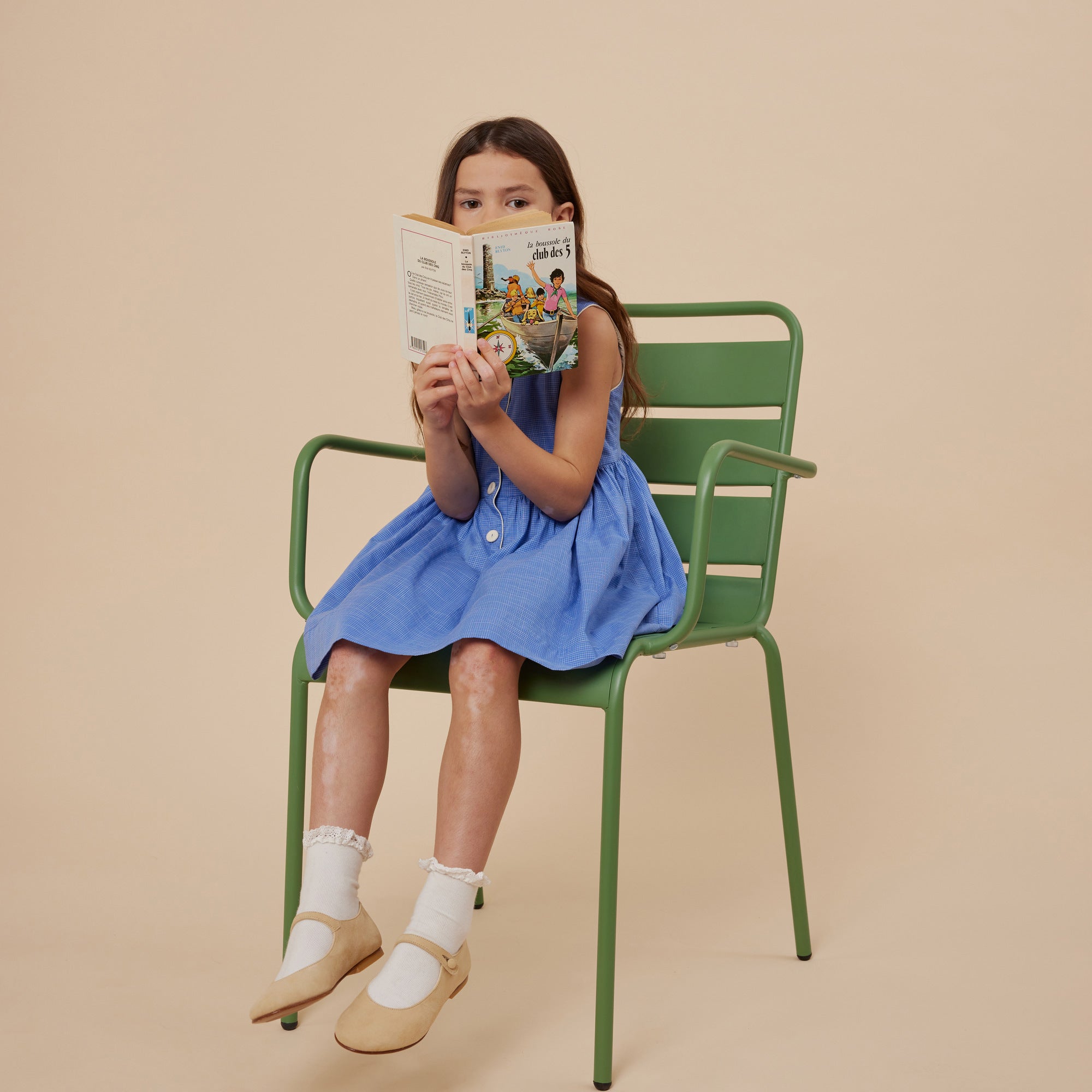 Girls Blue Check Cotton Dress