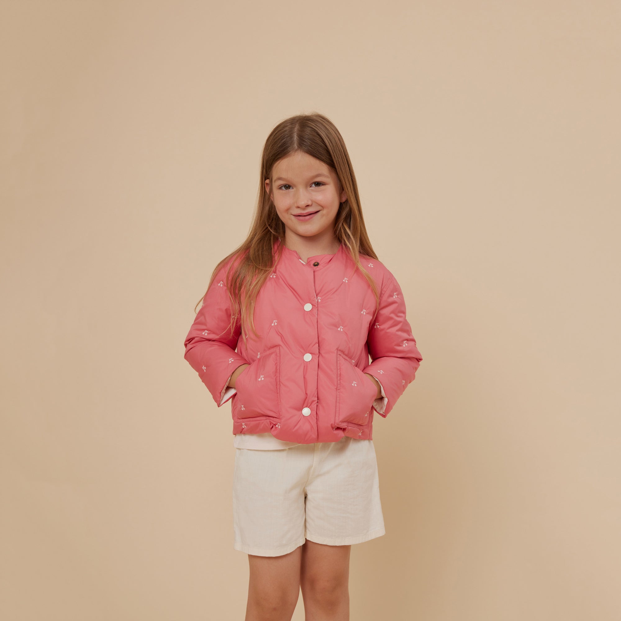 Girls White Cotton Shorts