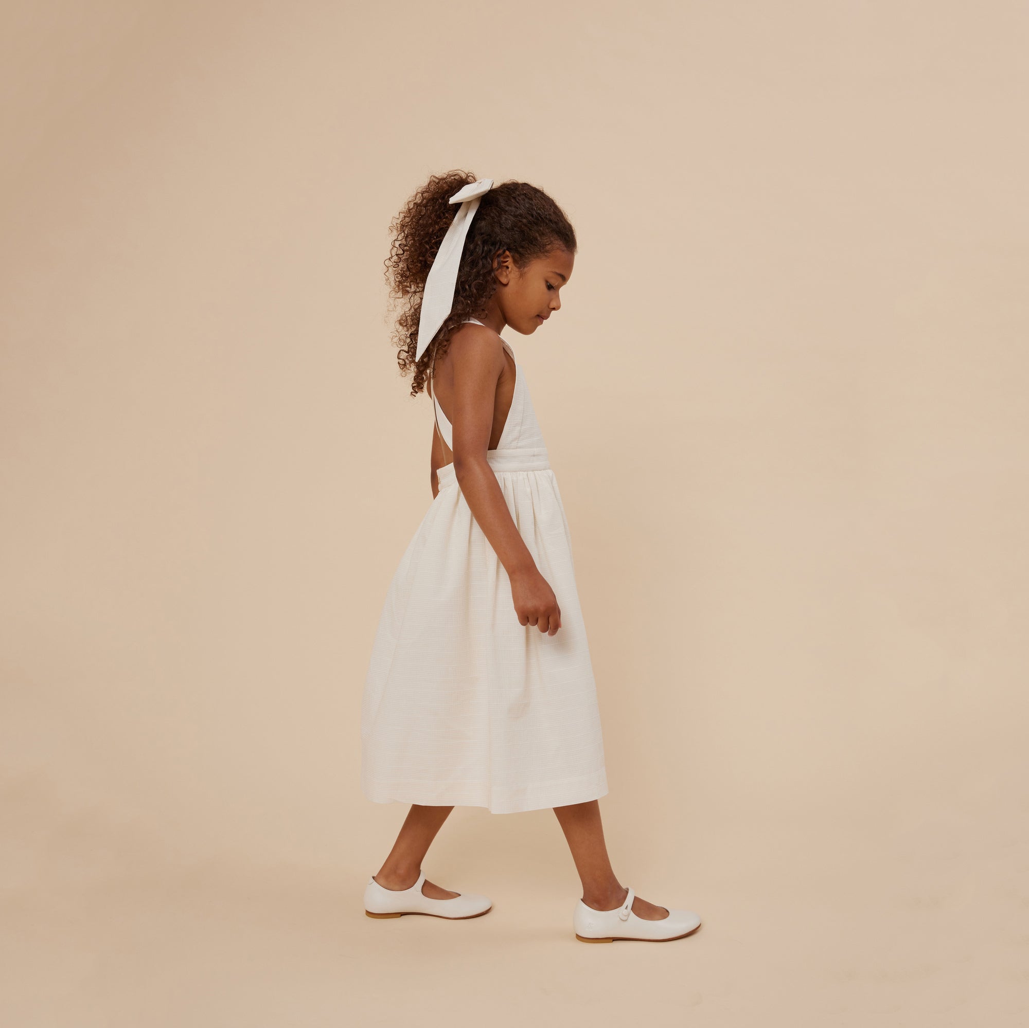 Girls White Cotton Dress