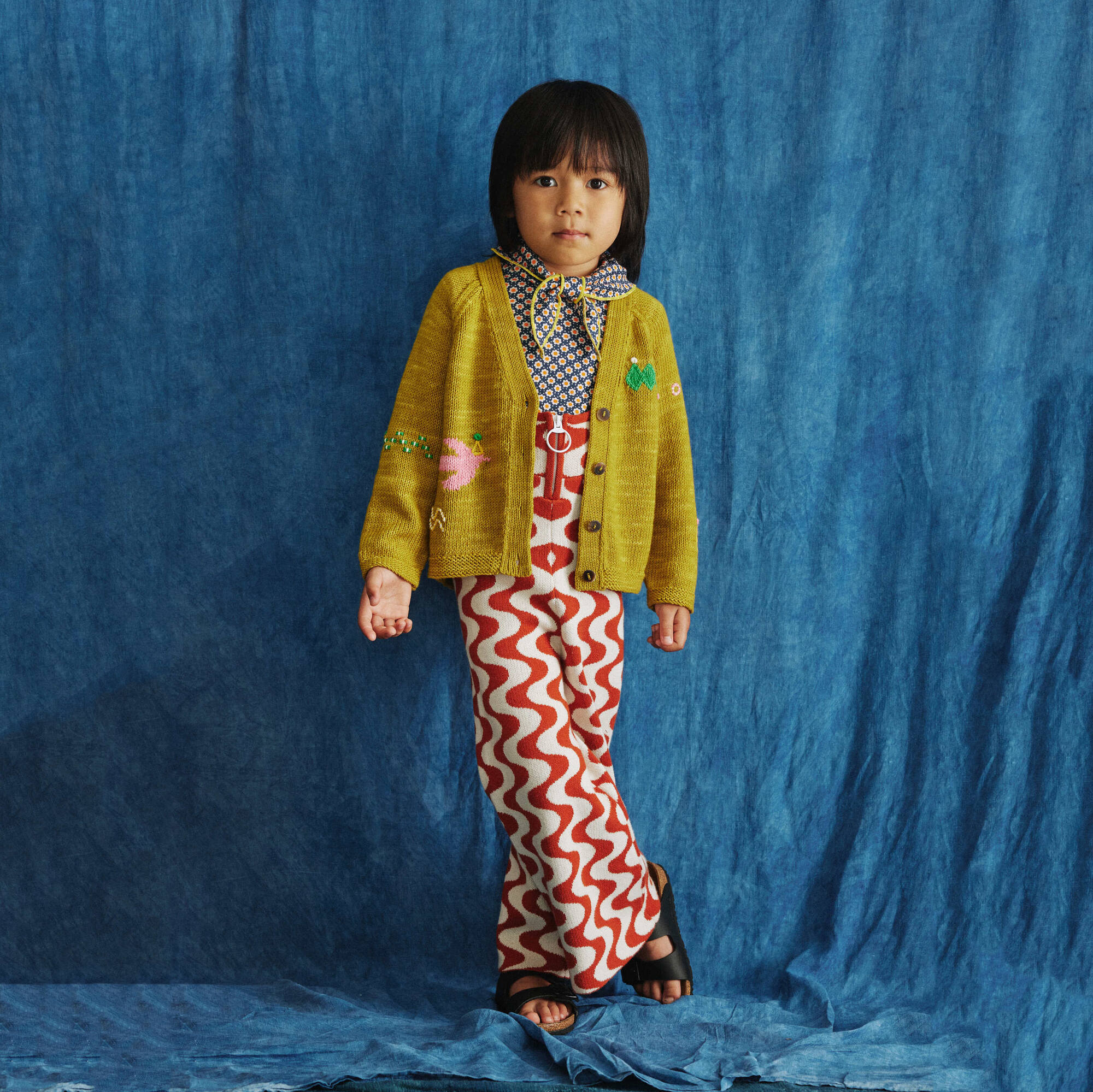 Boys & Girls Olive Jacquard Cotton Cardigan