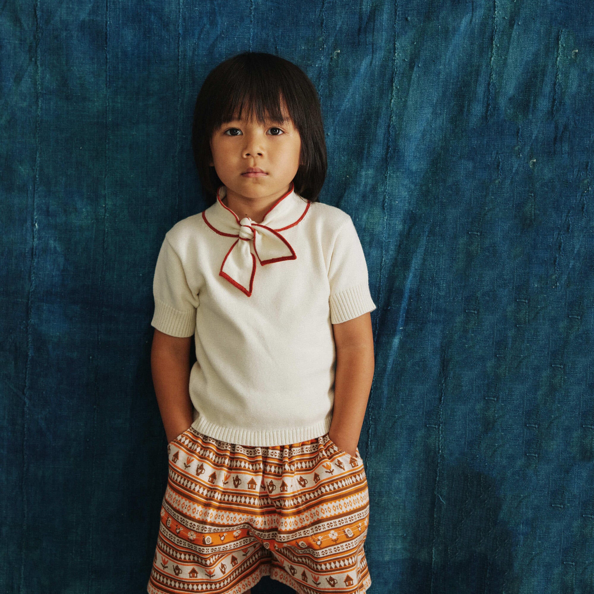 Boys & Girls White Bow Cotton Sweater