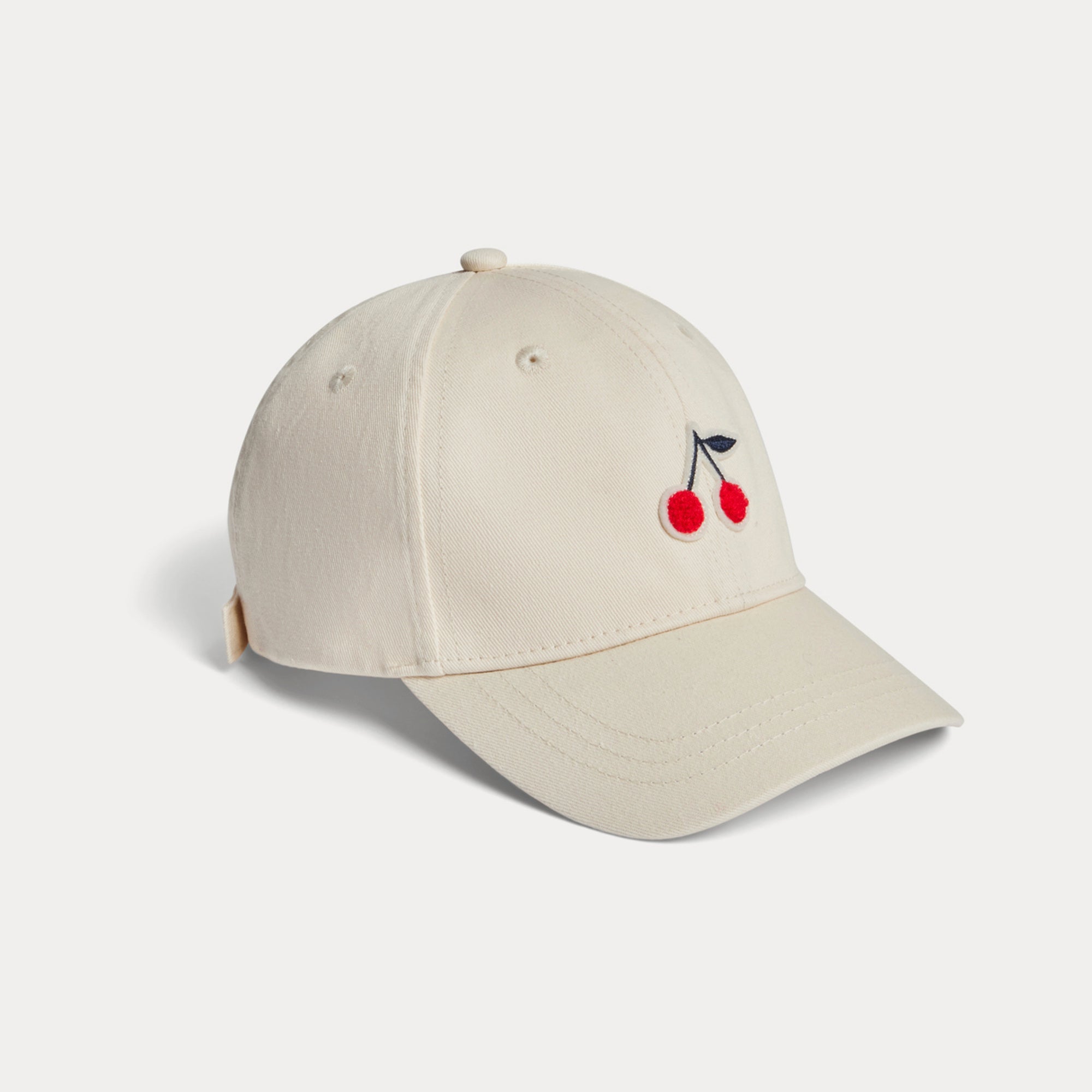 Girls Ivory Cherry Cotton Cap