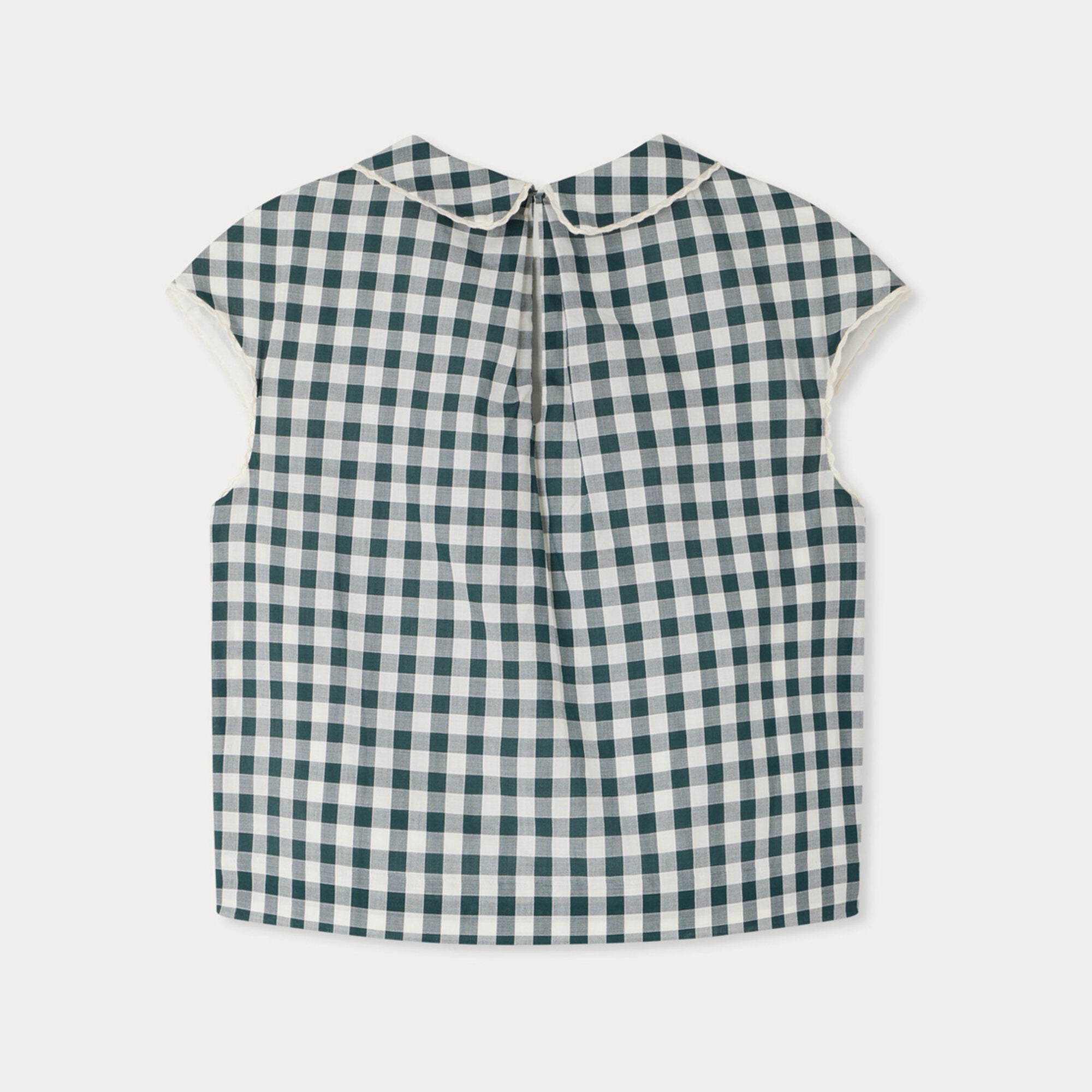 Girls Green Check Cotton Blouse