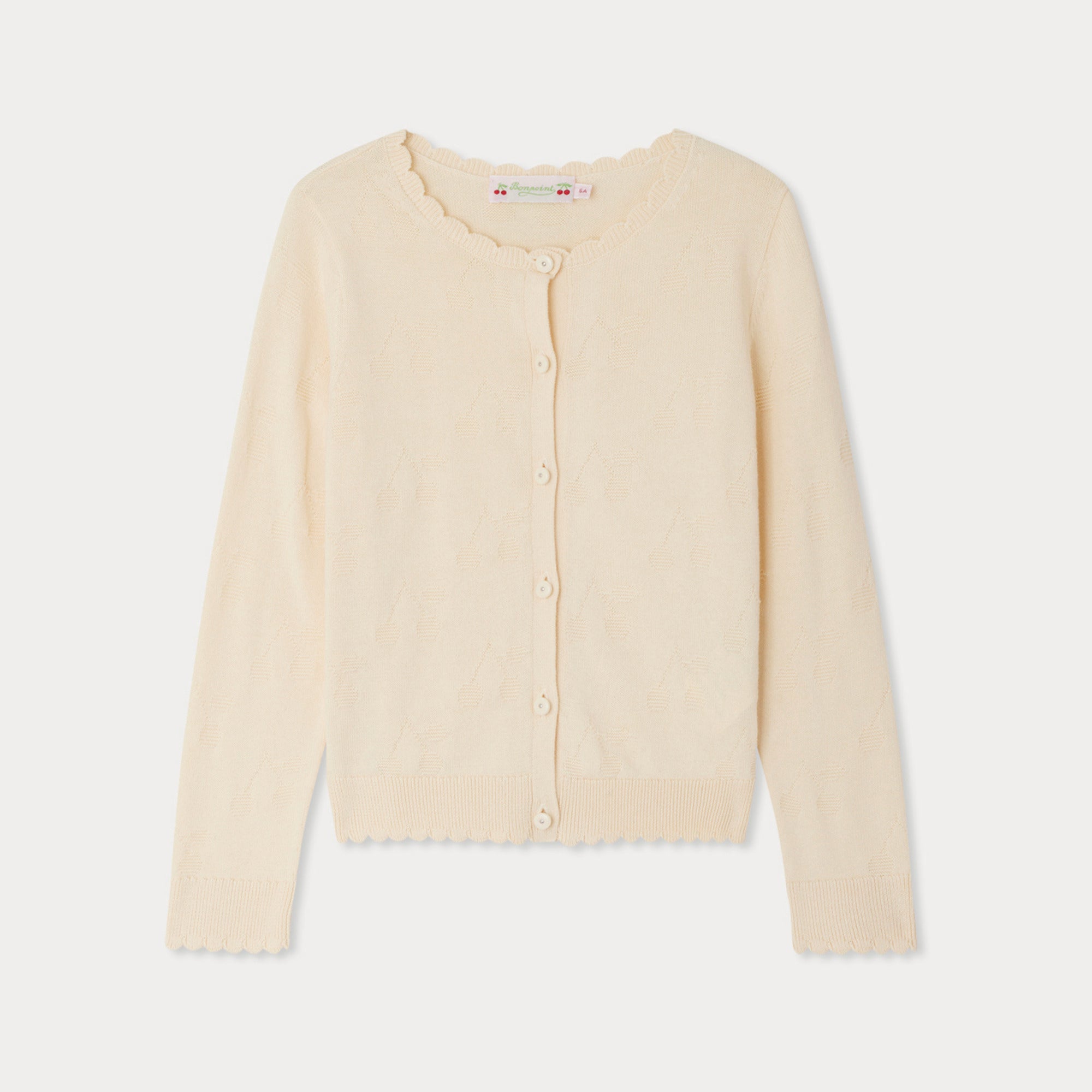 Girls Ivory Jacquard Cotton Cardigan