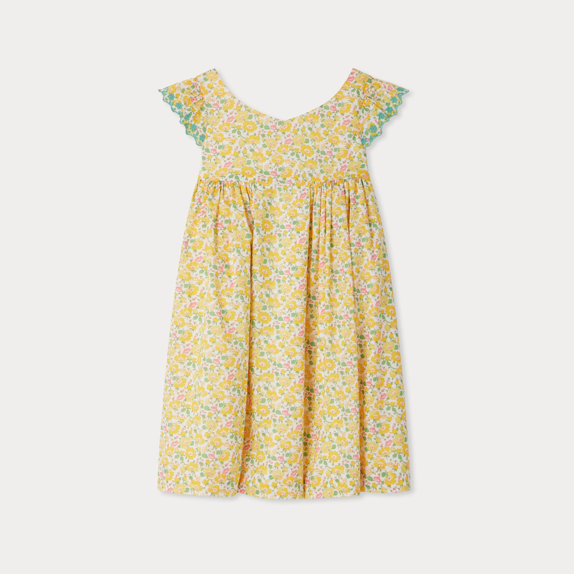 Girls Yellow Floral Cotton Dress