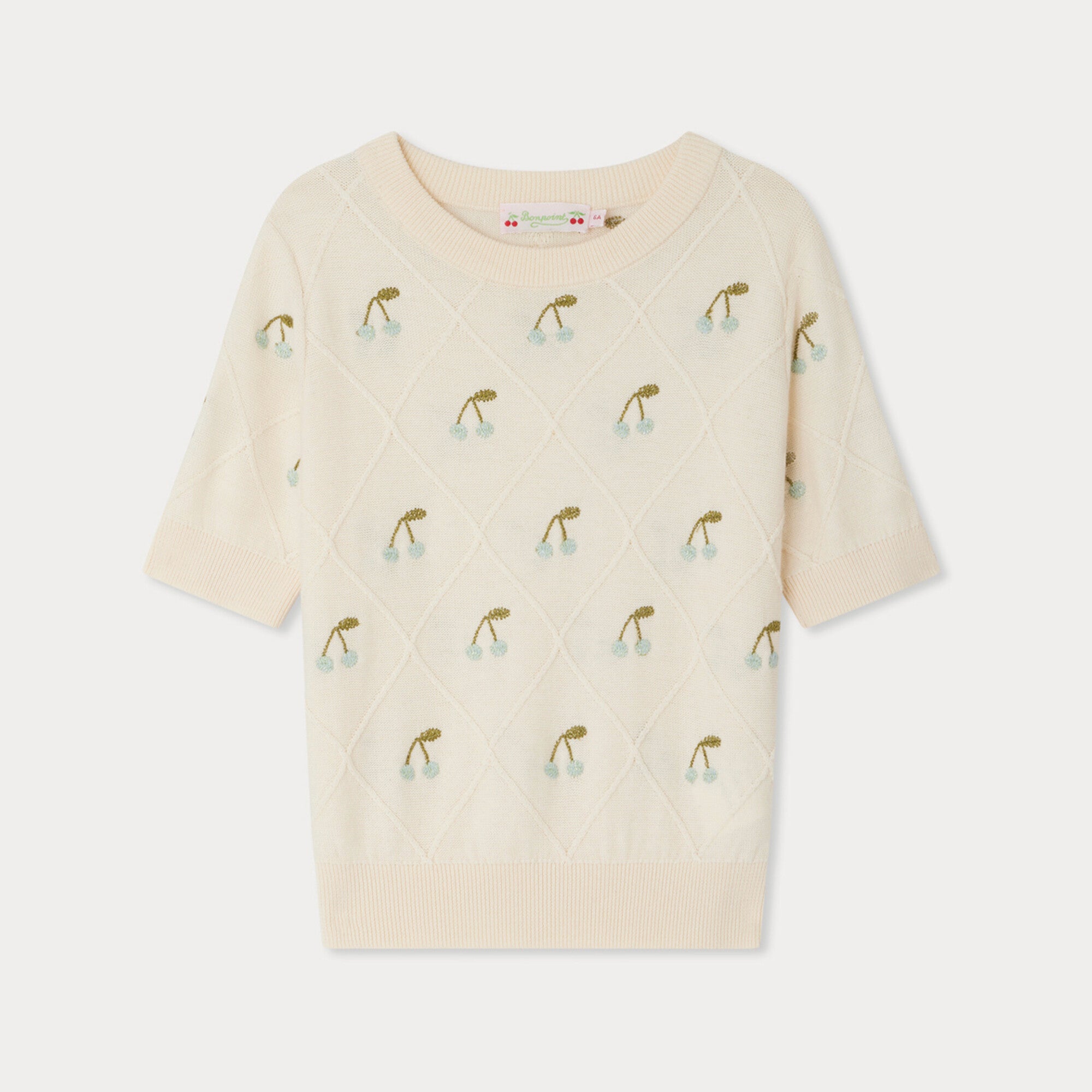 Girls Ivory Embroidered Logo Cotton Sweater