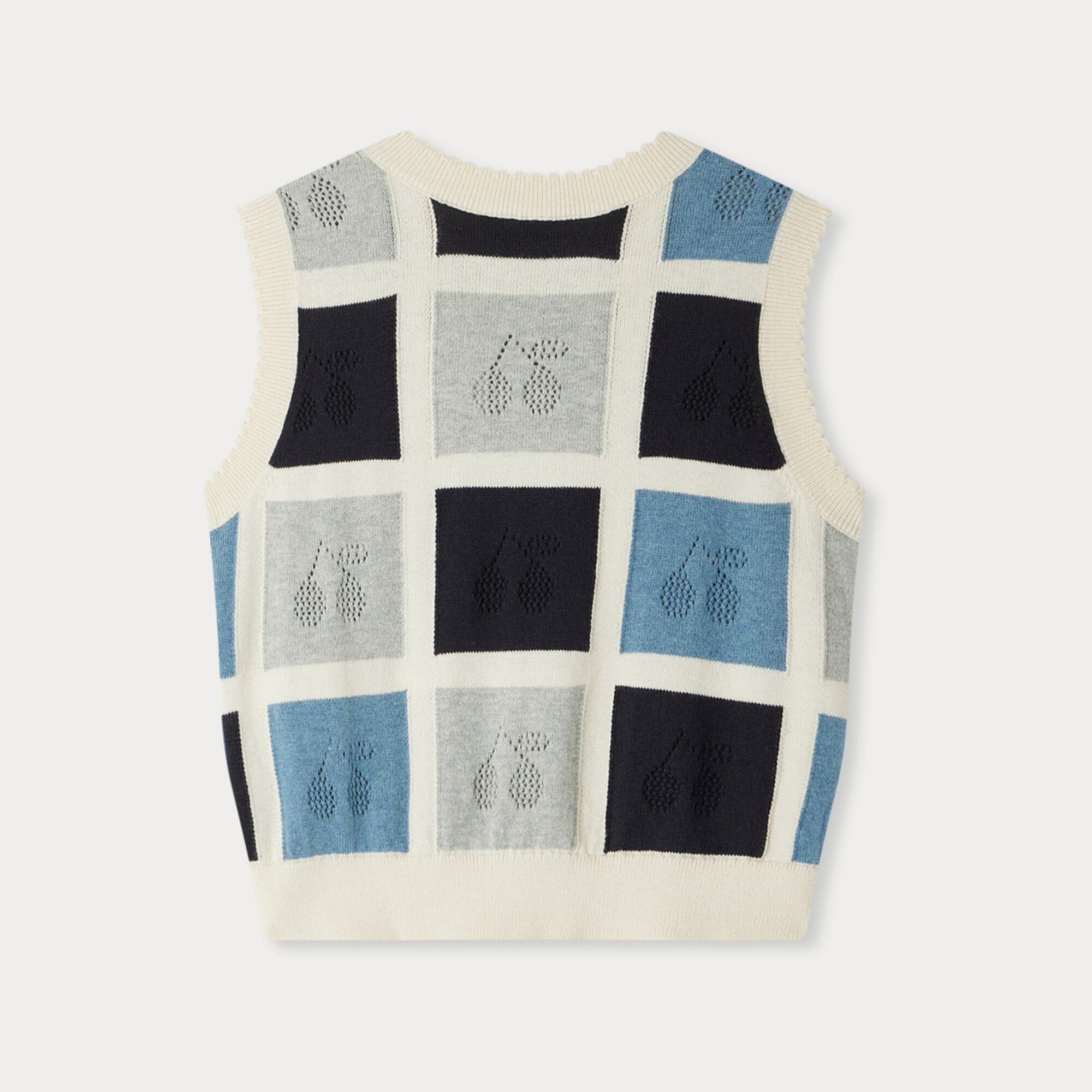 Girls Blue Check Cotton Vest