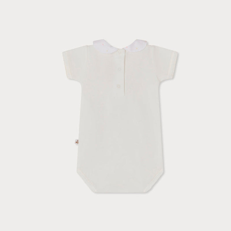 Baby Girls Ivory Embroidered Cotton Babysuit