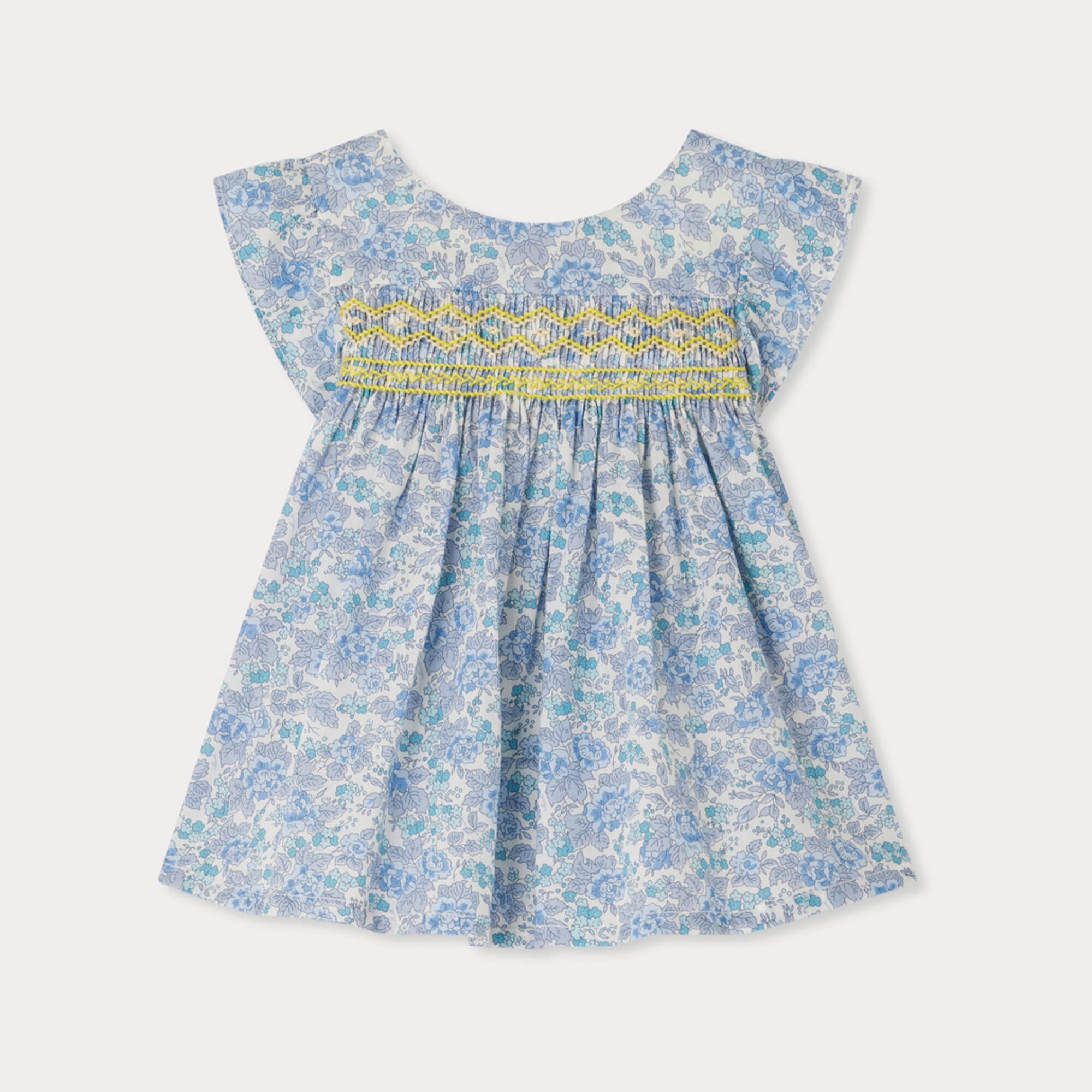 Baby Girls Light Blue Floral Cotton Dress