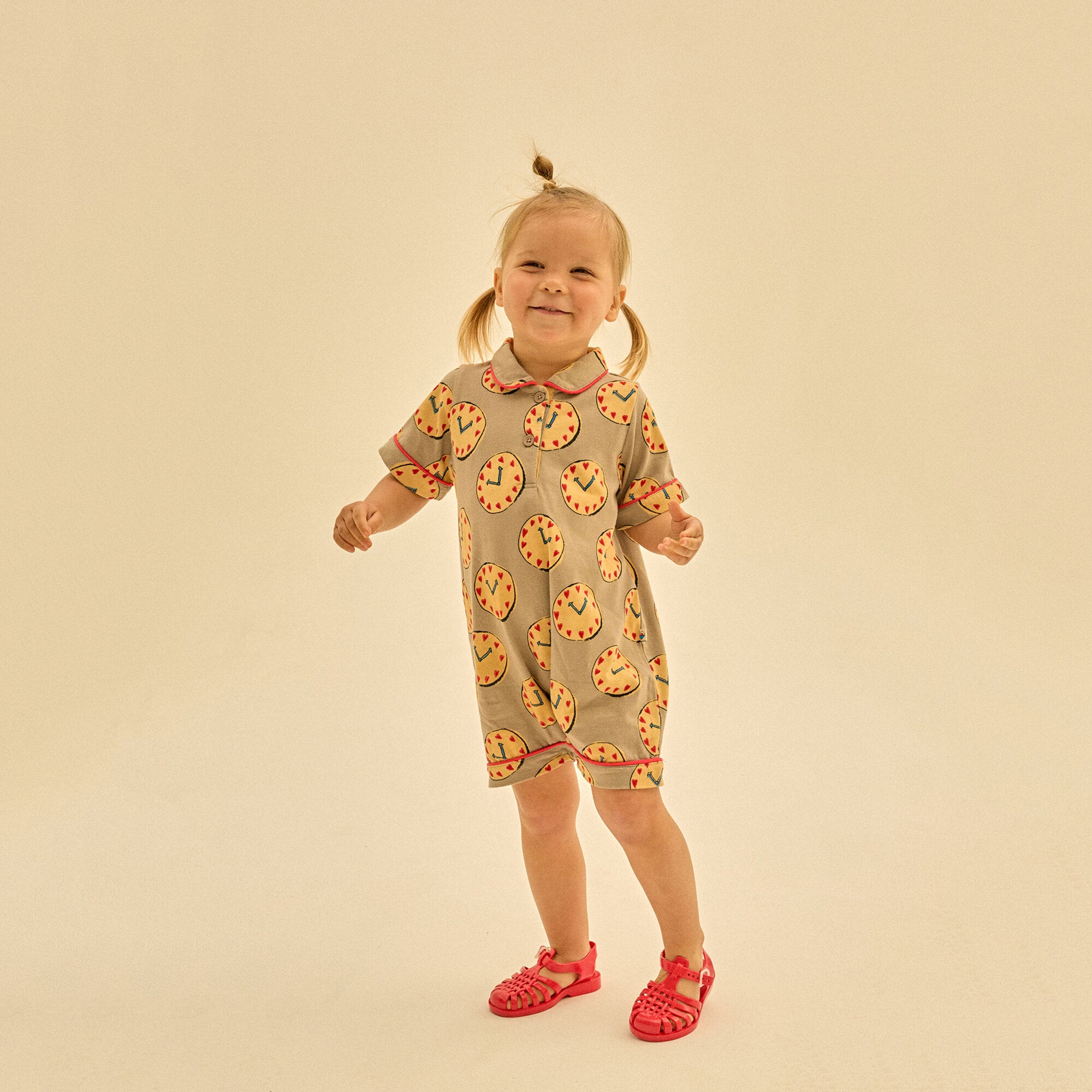Baby Boys & Girls Grey Printed Cotton Babysuit