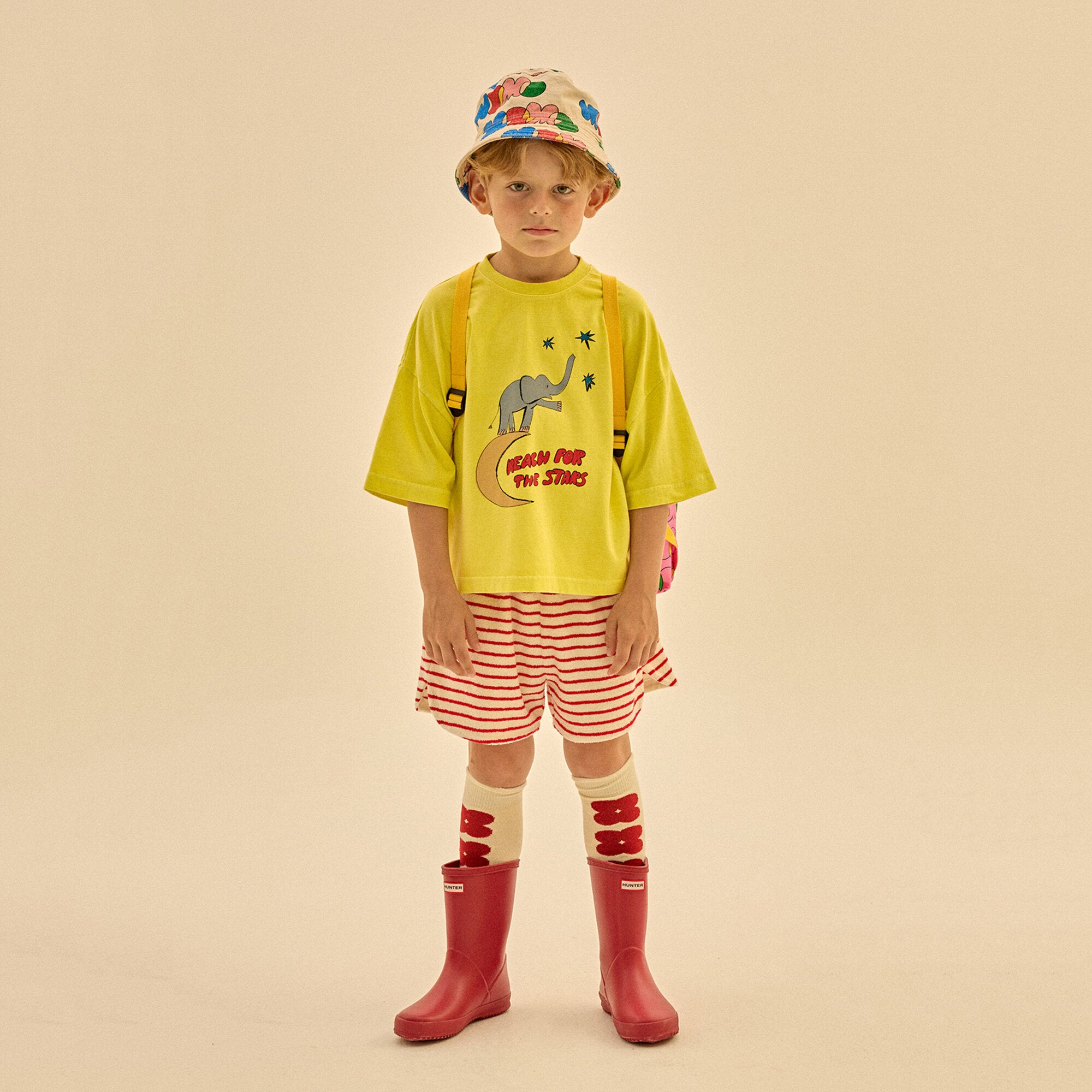 Boys & Girls Yellow Elephant Cotton T-Shirt