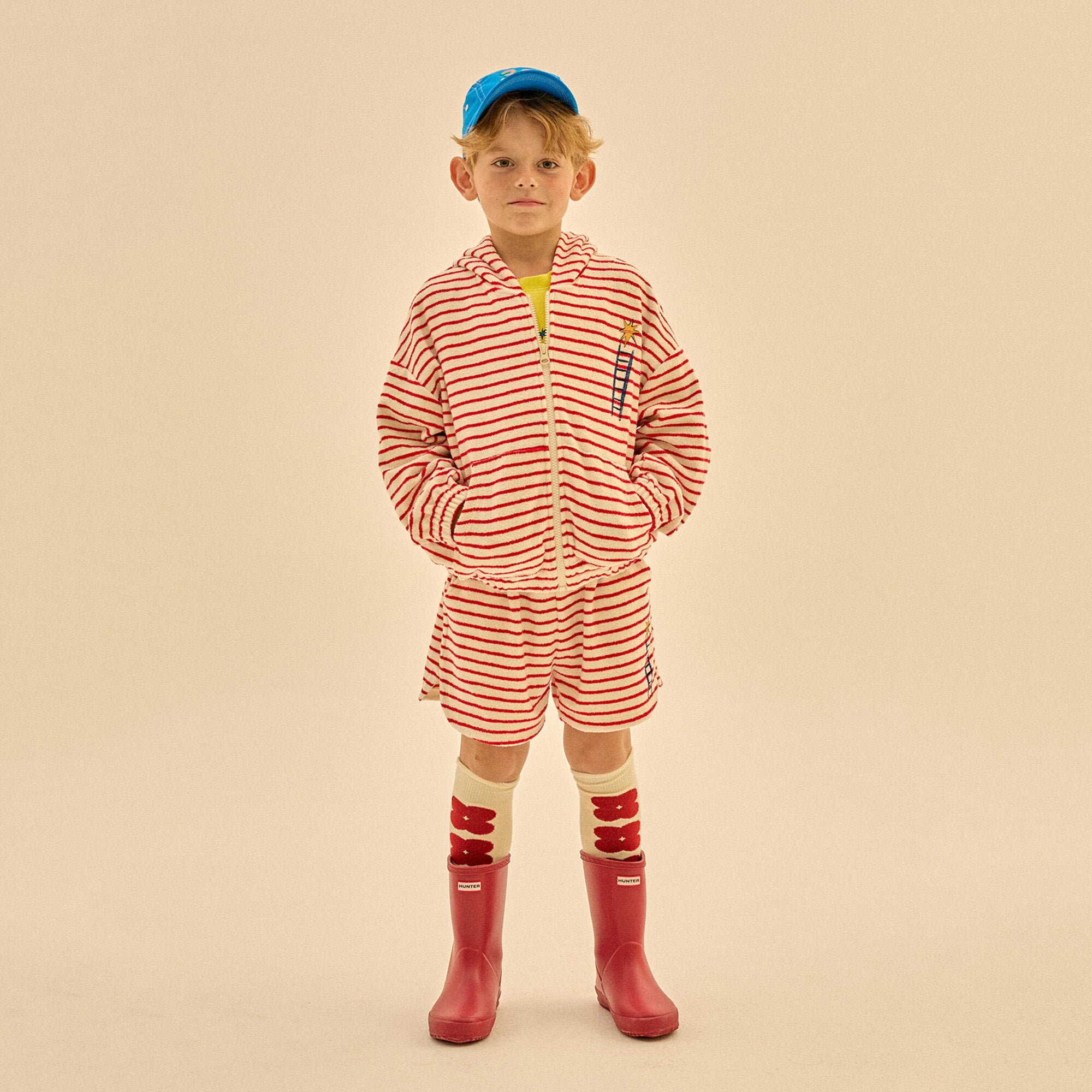 Boys & Girls Red Stripes Zip-Up Top