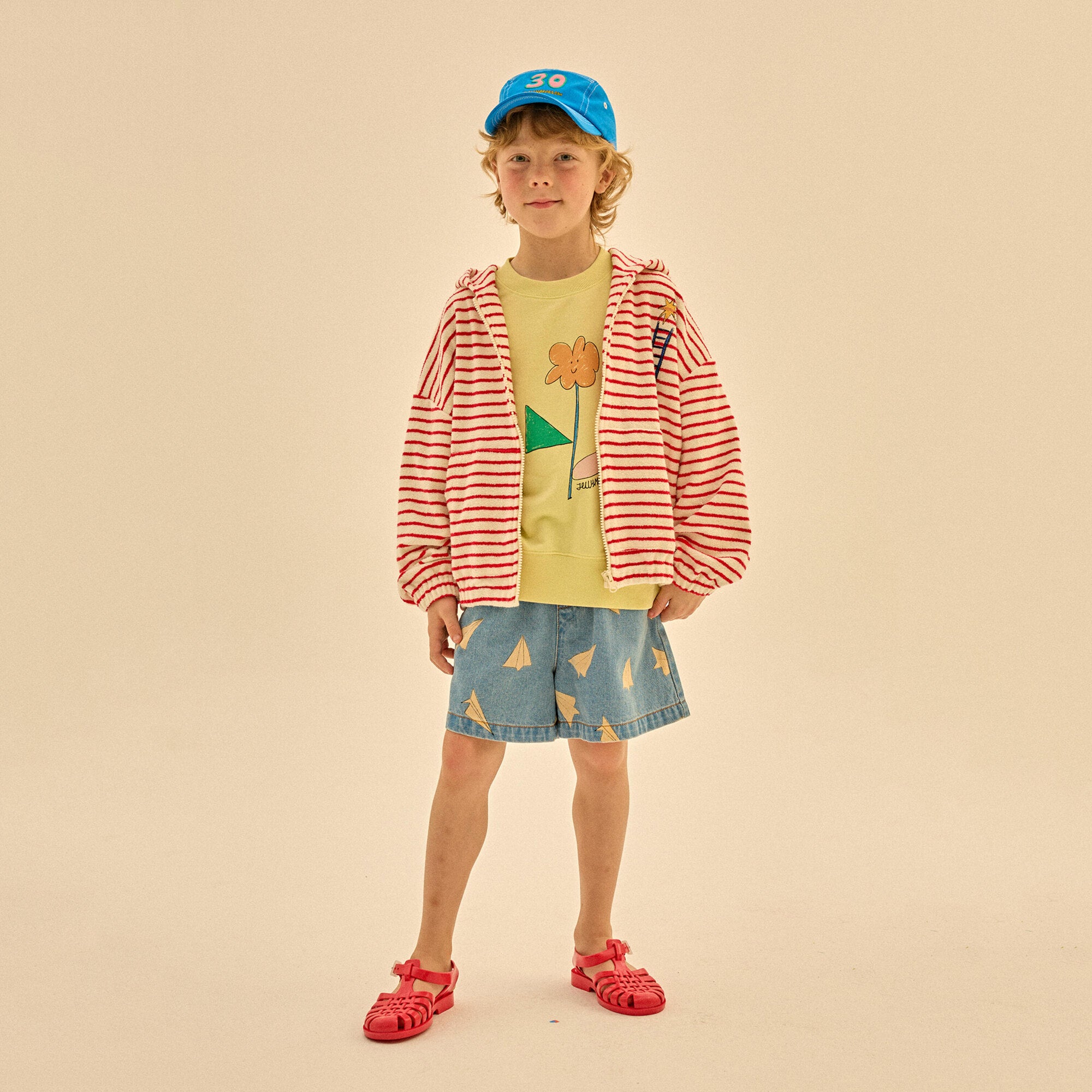 Boys & Girls Red Stripes Zip-Up Top