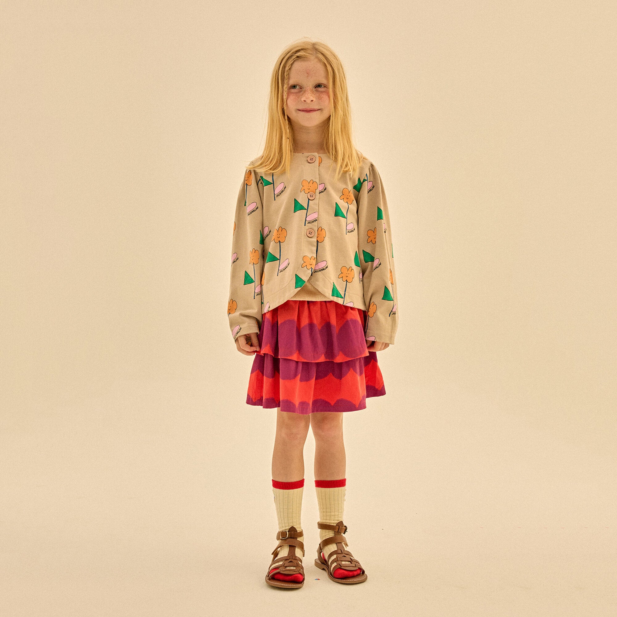 Girls Purple Dots Cotton Skirt