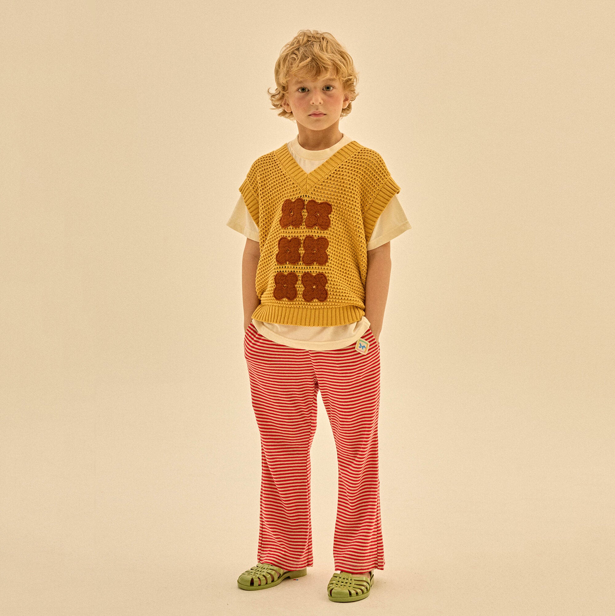 Boys & Girls Red Stripes Cotton Trousers