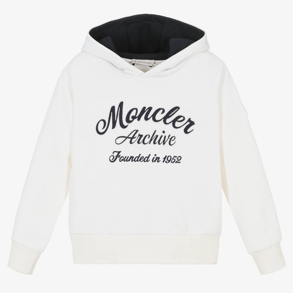 Boys & Girls White Logo Hooded Sweatshirt