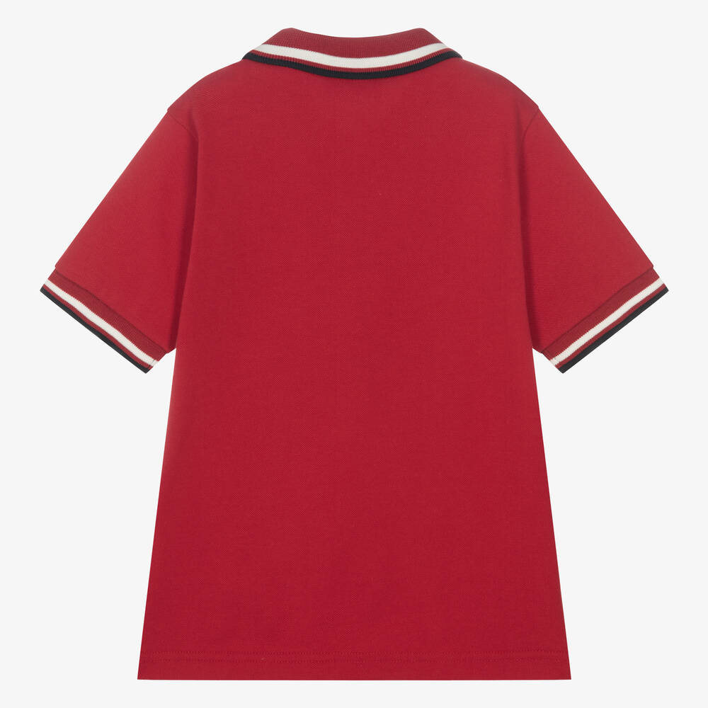 Boys Red Cotton Polo Shirt