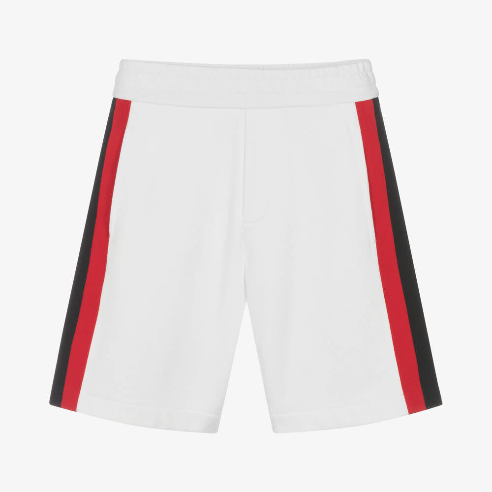 Boys White Cotton Shorts