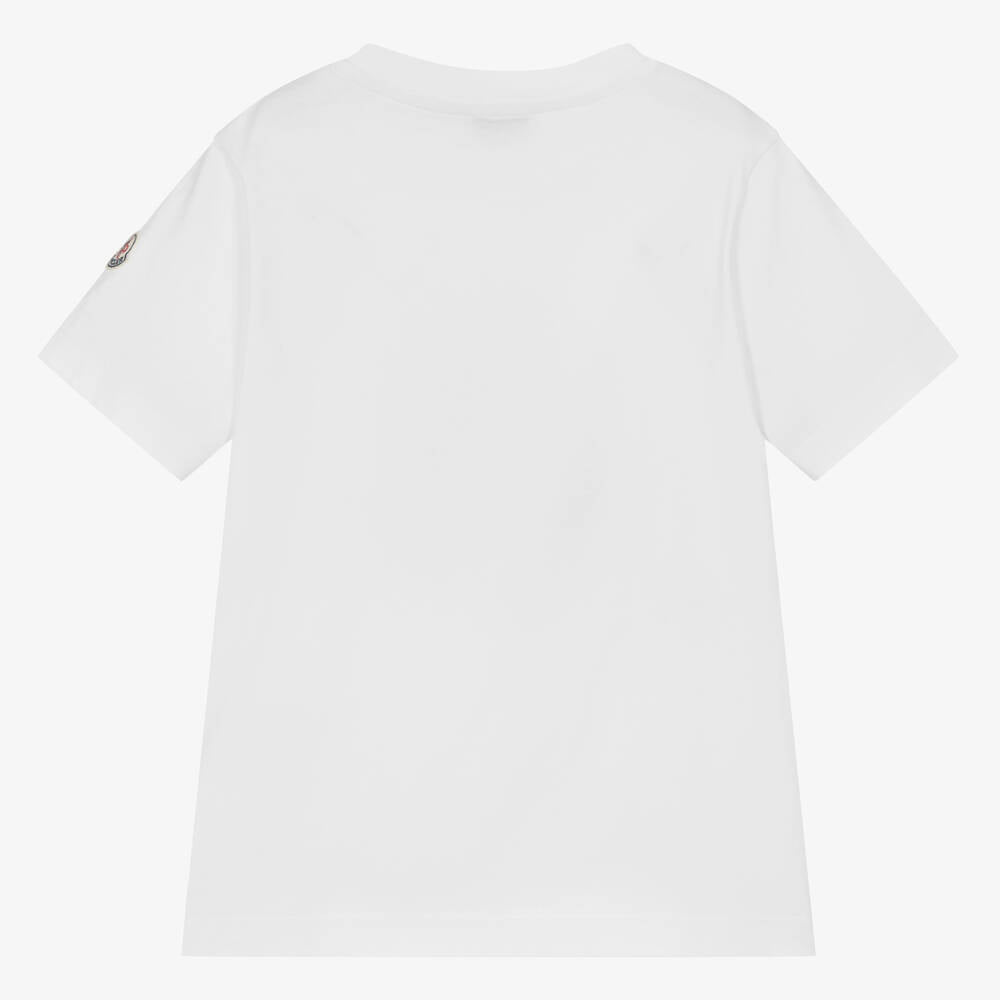 Boys White Logo Cotton T-Shirt